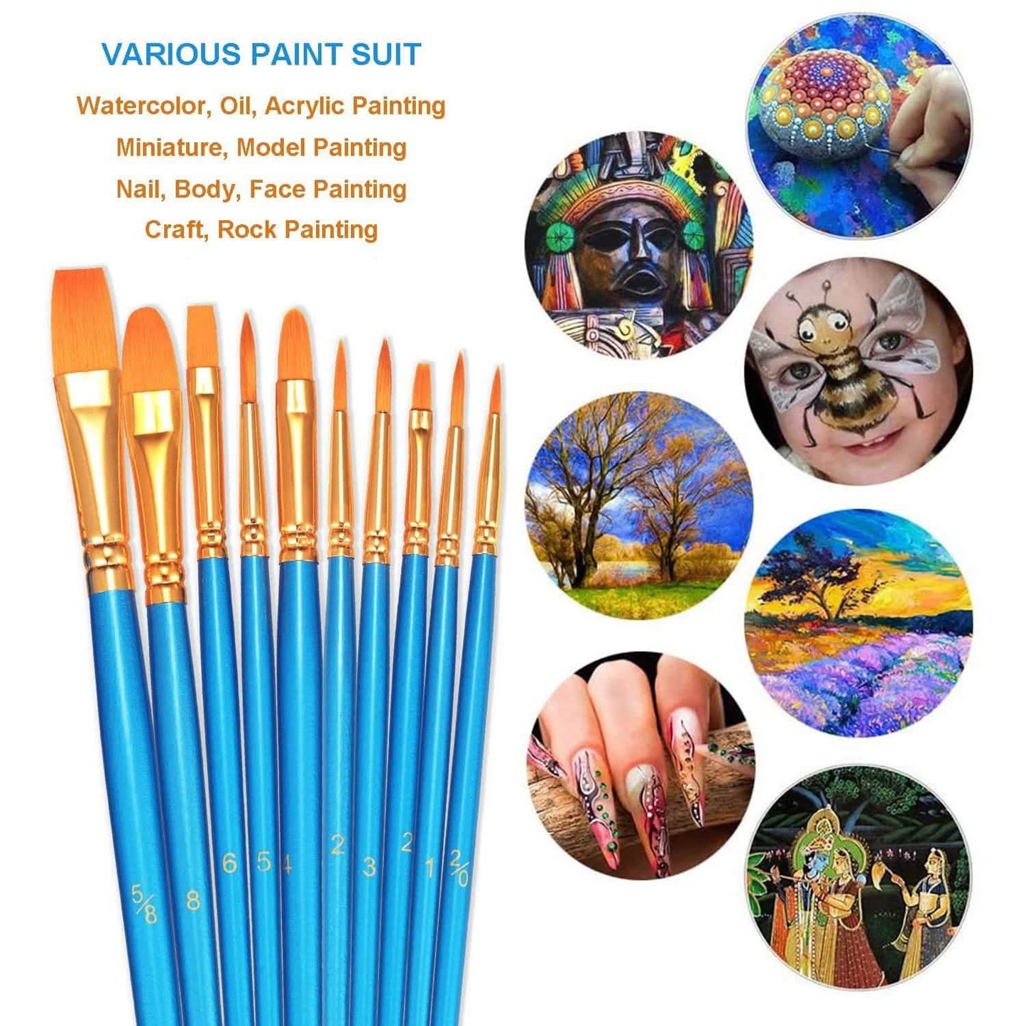 2-Pack: BOSOBO 10 Sizes Paint Brushes Set DailySale