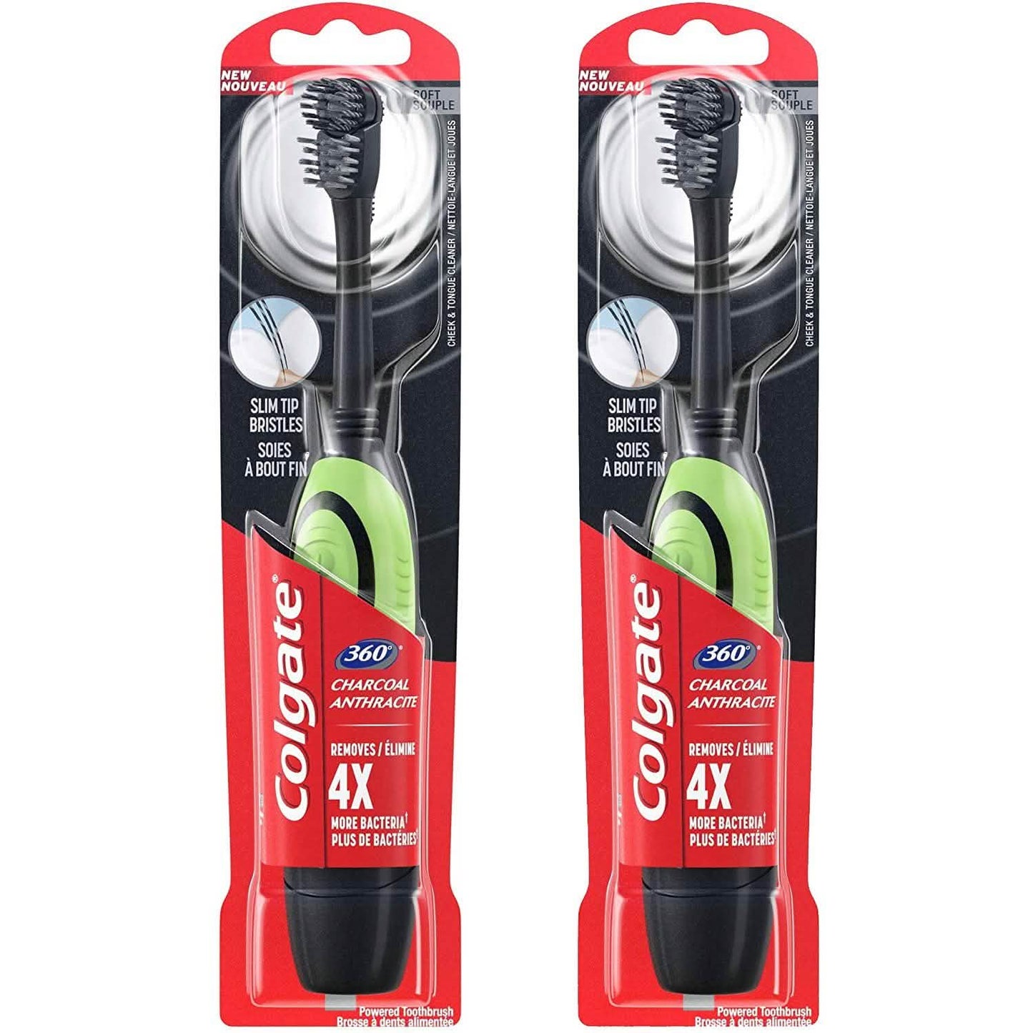 2-Pack: Colgate 360 Battery Powered Charcoal Toothbrush DailySale
