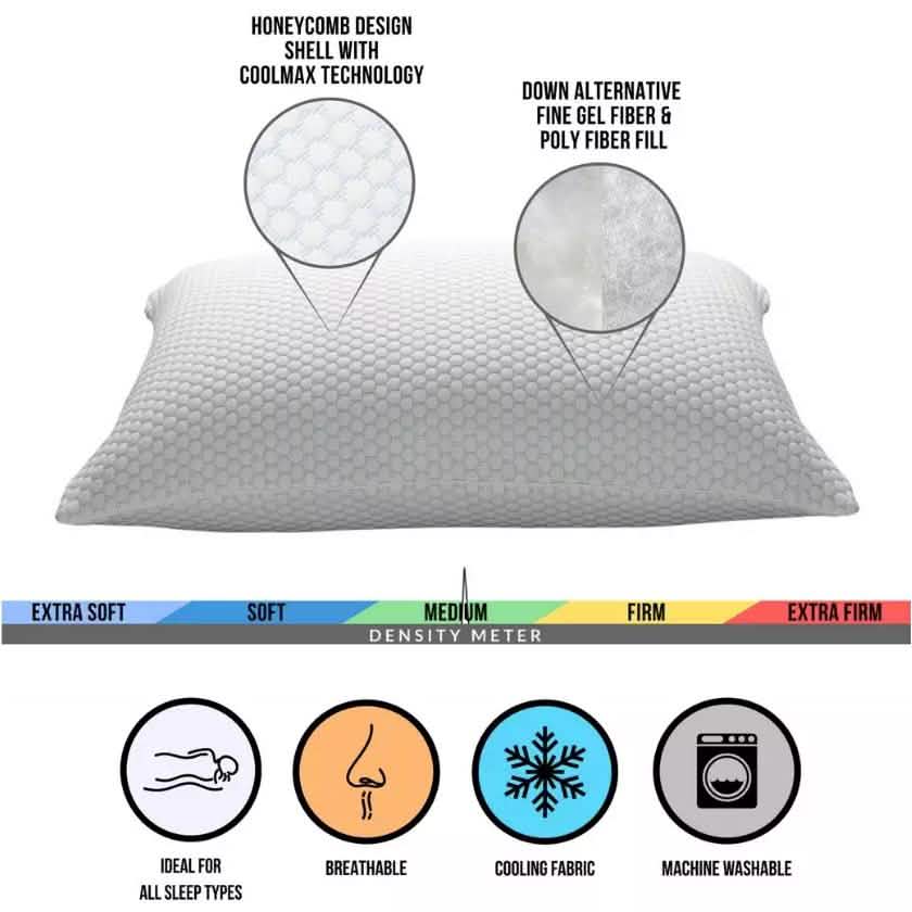2-Pack: Cool N' Comfort Gel Fiber Pillow with CoolMax Technology DailySale
