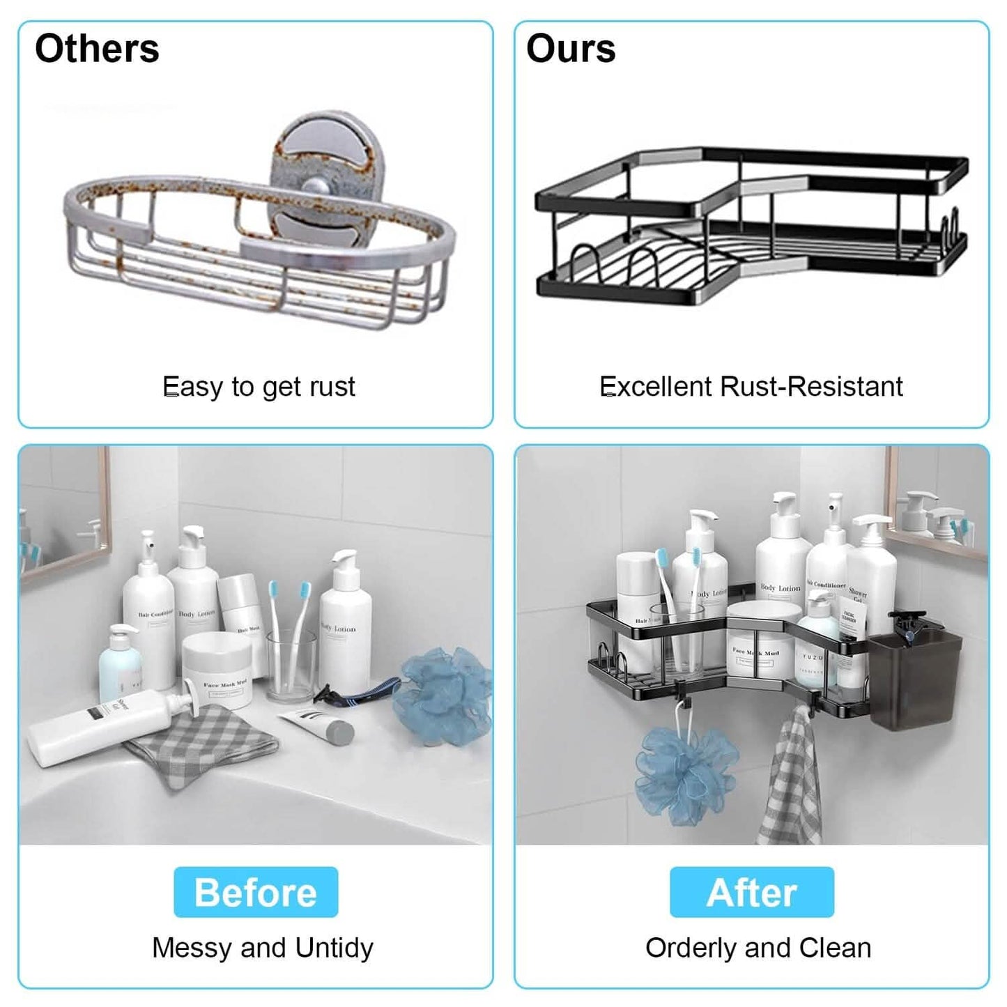 2-Pack: Corner Shower Caddy No Drilling Adhesive Shower Organizer DailySale