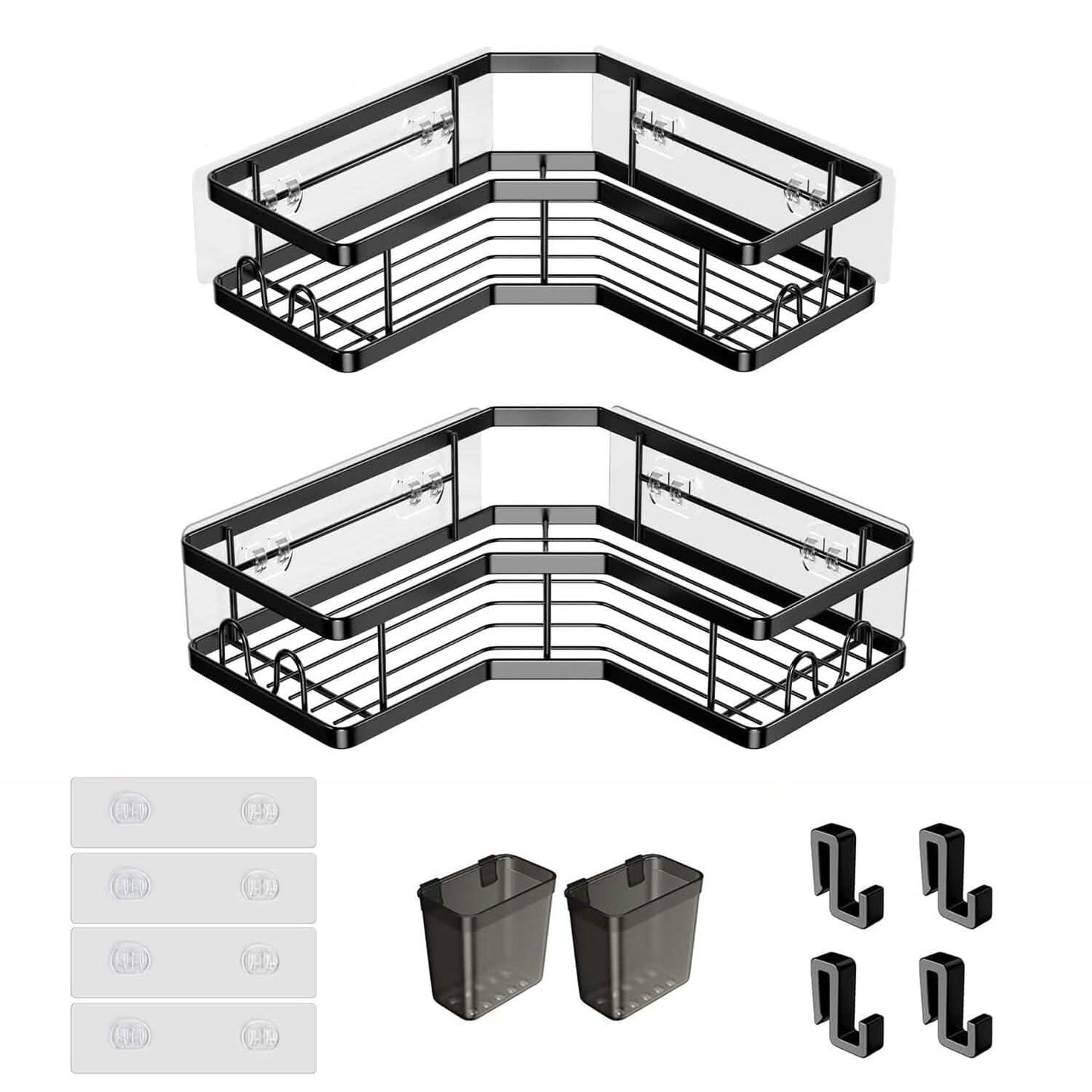 2-Pack: Corner Shower Caddy No Drilling Adhesive Shower Organizer DailySale