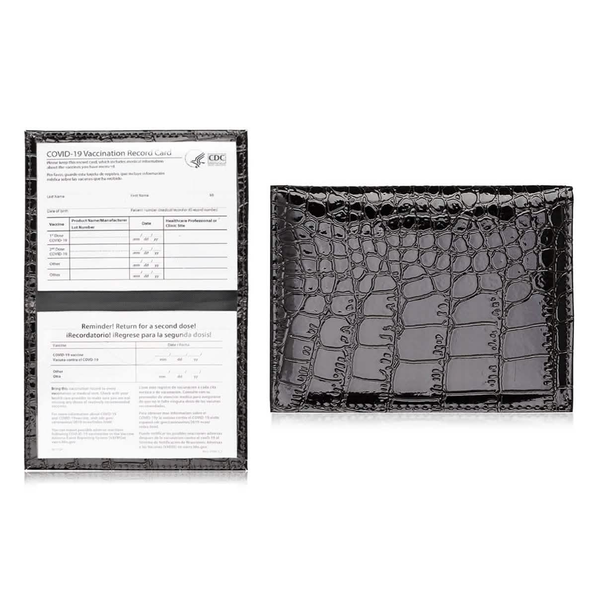 2-Pack: Faux Crocodile Leather Bling CDC Vaccination Card Immunization Record Protector Holder Passport DailySale