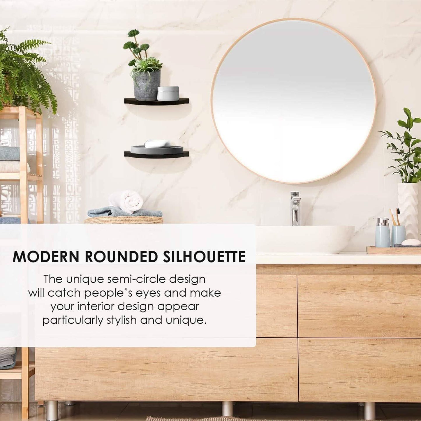 2-Pack: Halter Semi Circle Ledge Wood Shelves DailySale