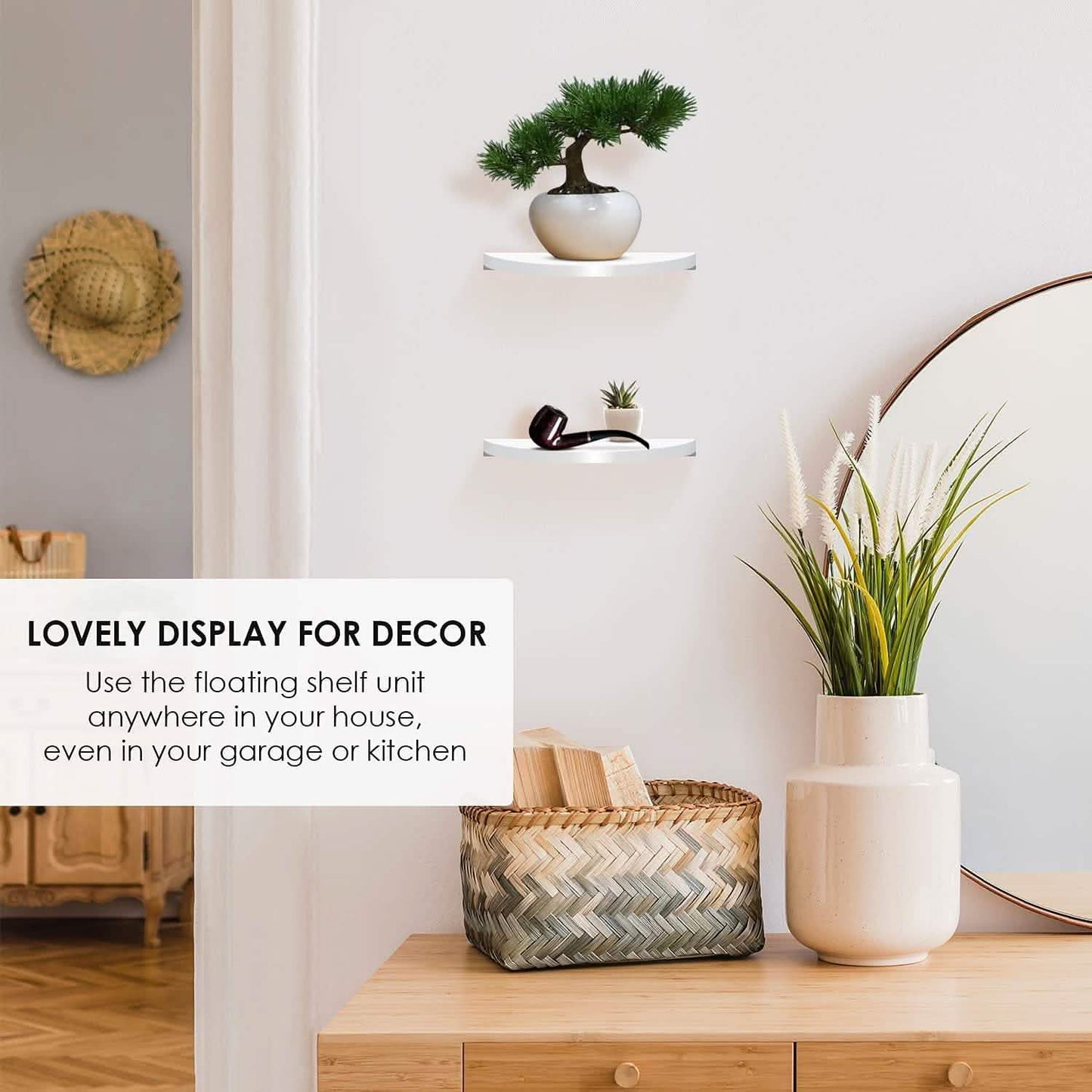 2-Pack: Halter Semi Circle Ledge Wood Shelves DailySale