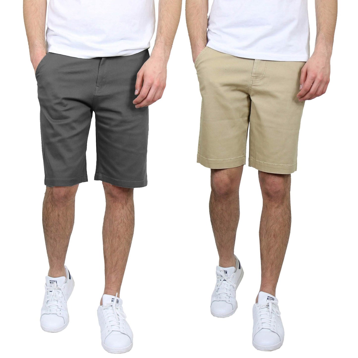 2-Pack: Men's 5-Pocket Flat-Front Slim-Fit Stretch Chino Shorts DailySale