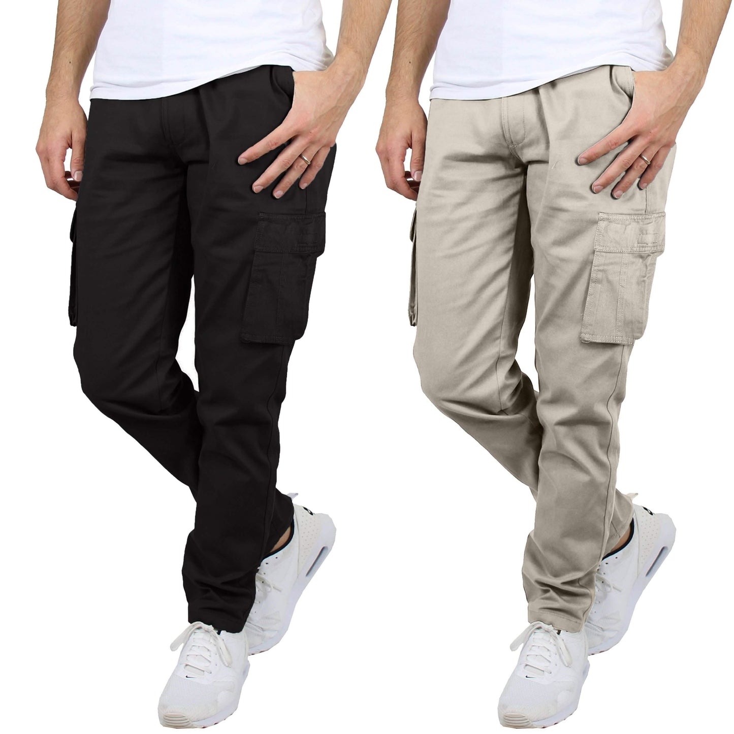 2-Pack: Men's Cotton Cargo Pants With Belt DailySale