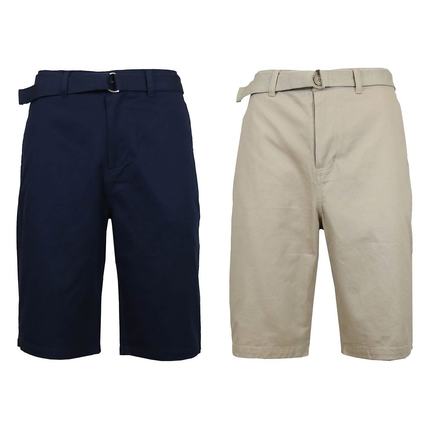 2-Pack: Men's Cotton Chino Shorts with Belt DailySale
