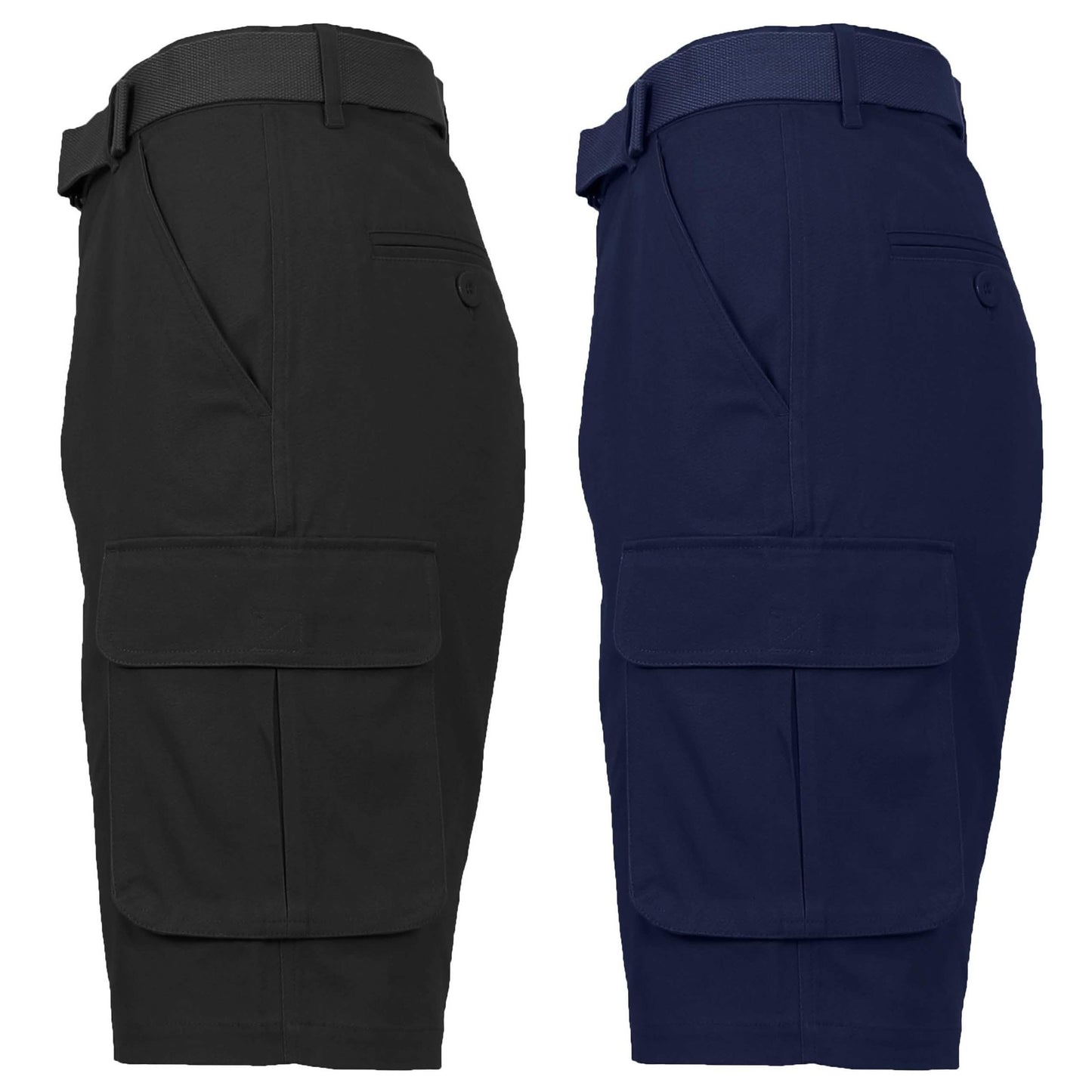 2-Pack: Men's Cotton Flex Stretch Cargo Shorts With Belt DailySale