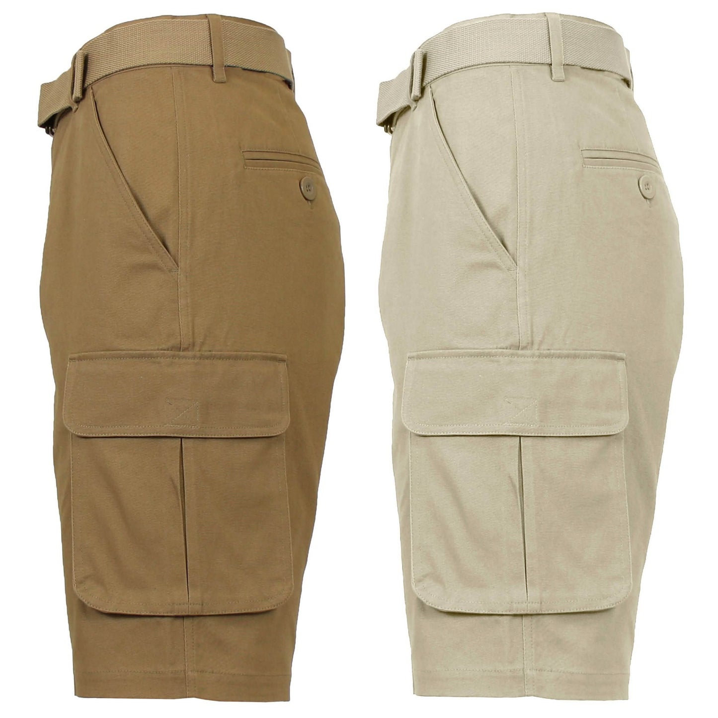 2-Pack: Men's Cotton Flex Stretch Cargo Shorts With Belt DailySale