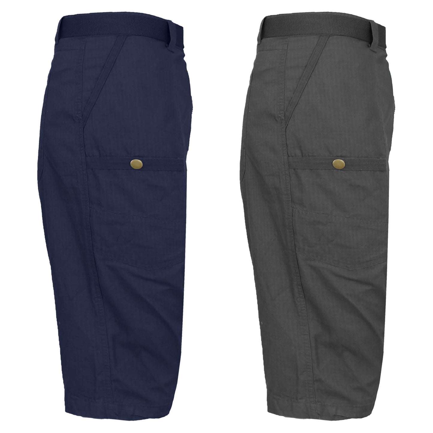 2-Pack: Men's Tech Extended Size Cotton Cargo Utility Belted Shorts DailySale