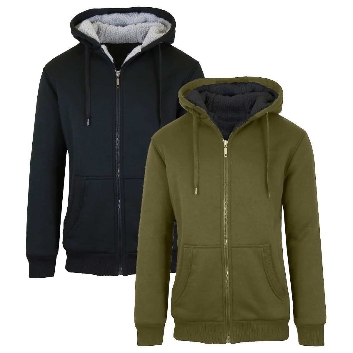 2-Pack: Men's Heavyweight Sherpa Fleece-Lined Zip Hoodie DailySale