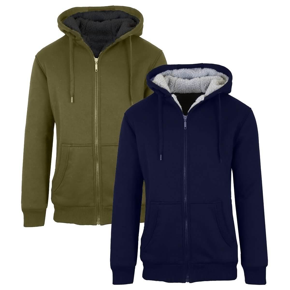 2-Pack: Men's Heavyweight Sherpa Fleece-Lined Zip Hoodie DailySale