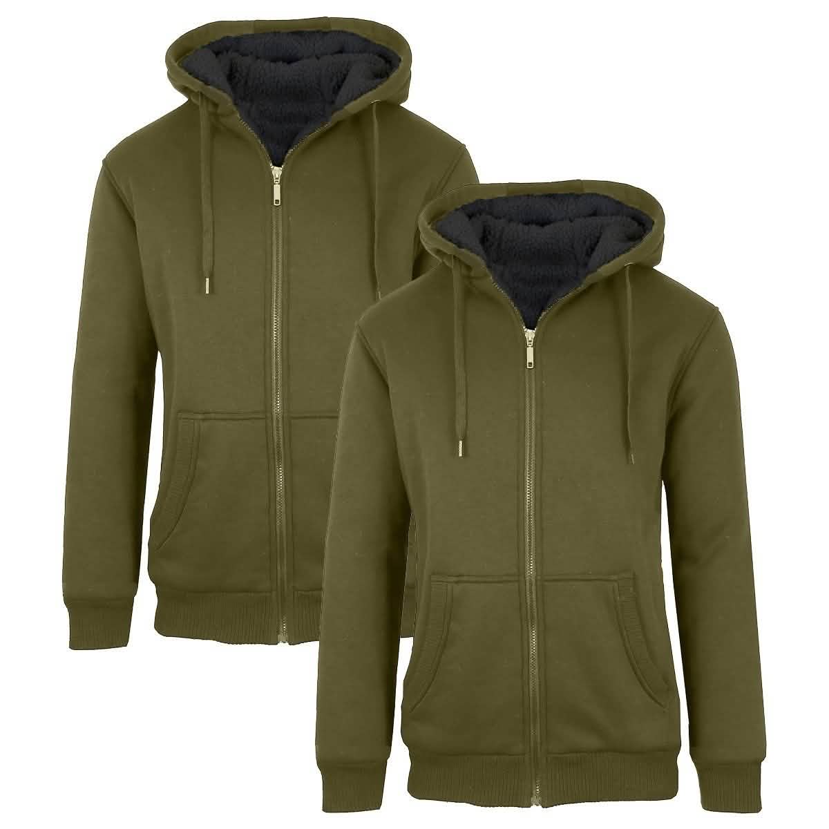 2-Pack: Men's Heavyweight Sherpa Fleece-Lined Zip Hoodie DailySale