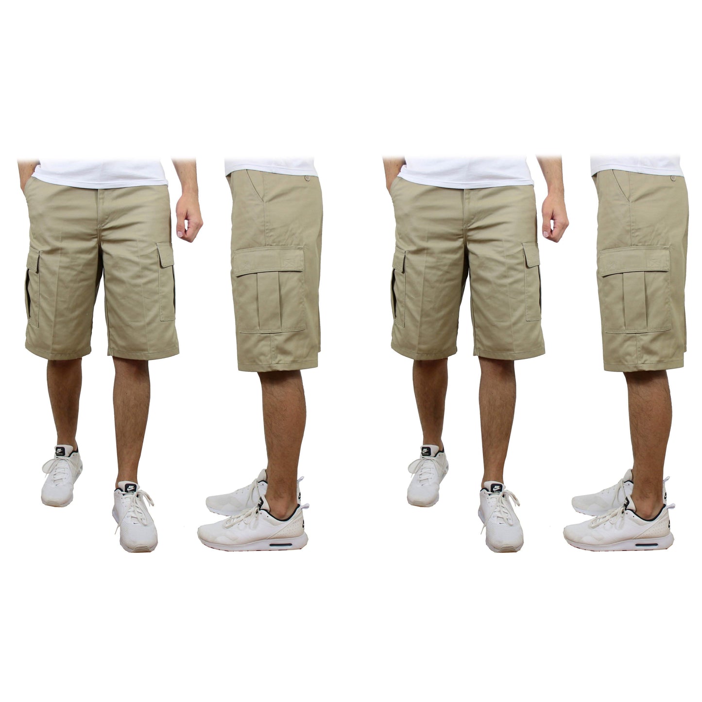 2-Pack: Men's Non-Belted Premium Cotton Blend Cargo Shorts DailySale