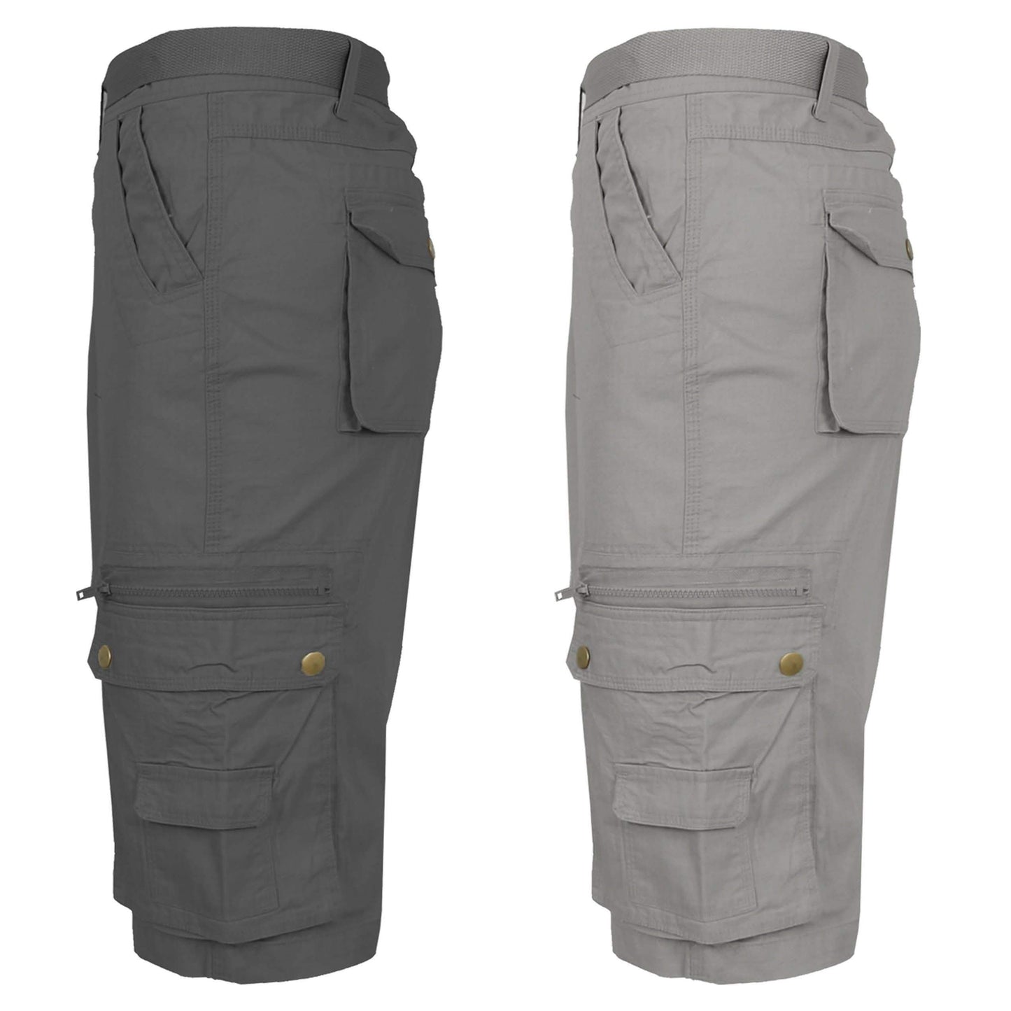 2-Pack: Men's Tactical Extended Size Cotton Cargo Utility Belted Shorts DailySale