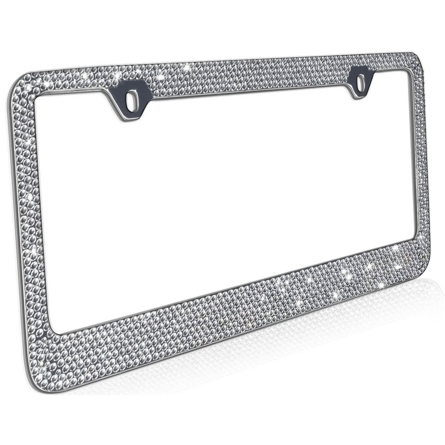 2-Pack: Metal License Plate Frame Bling RhineStones Chrome Swarovski Crystal Diamond DailySale