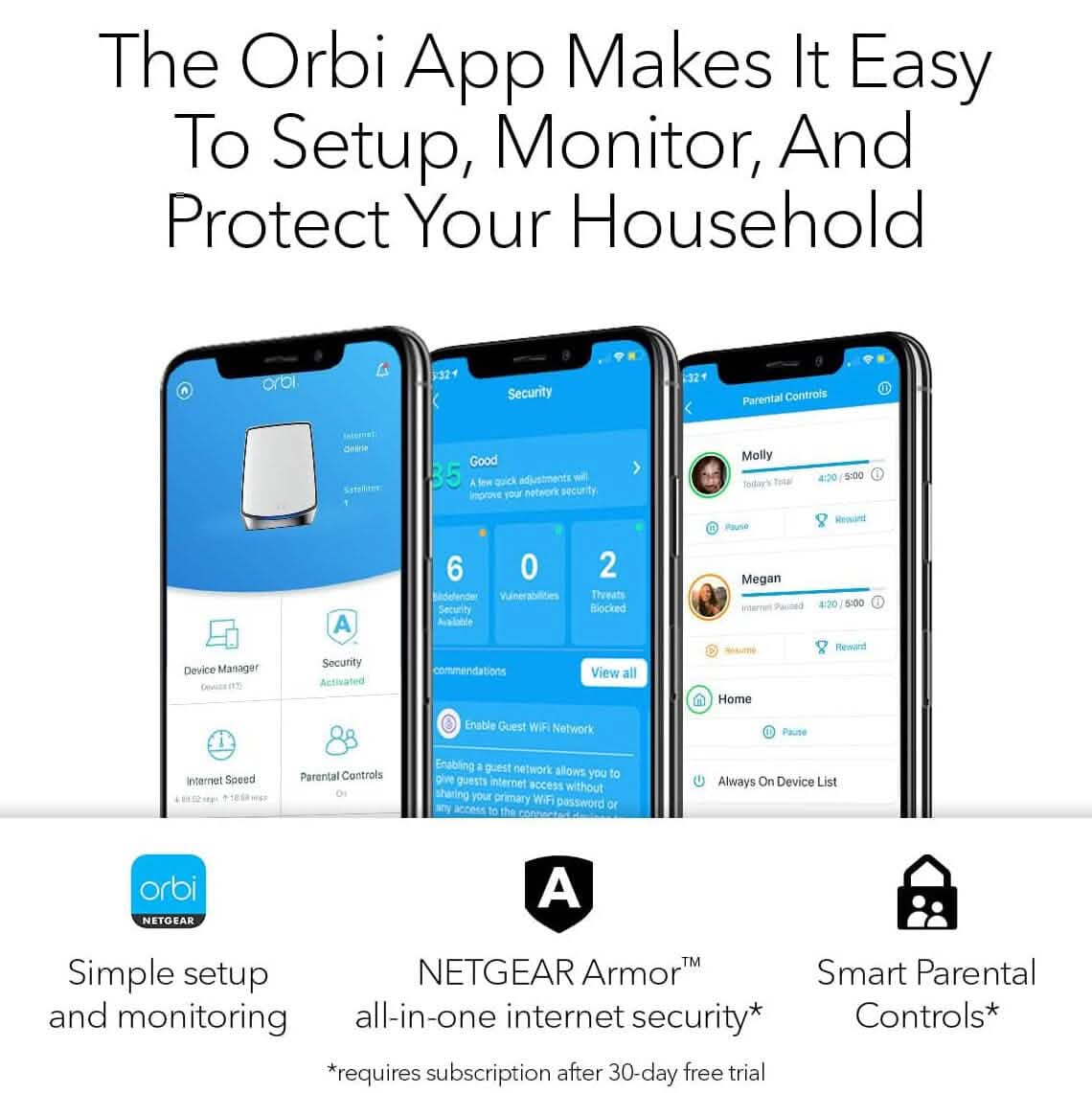 2-Pack: Netgear Orbi Whole Home Tri-band Mesh WiFi 6 System RBK852 Router (Refurbished) DailySale