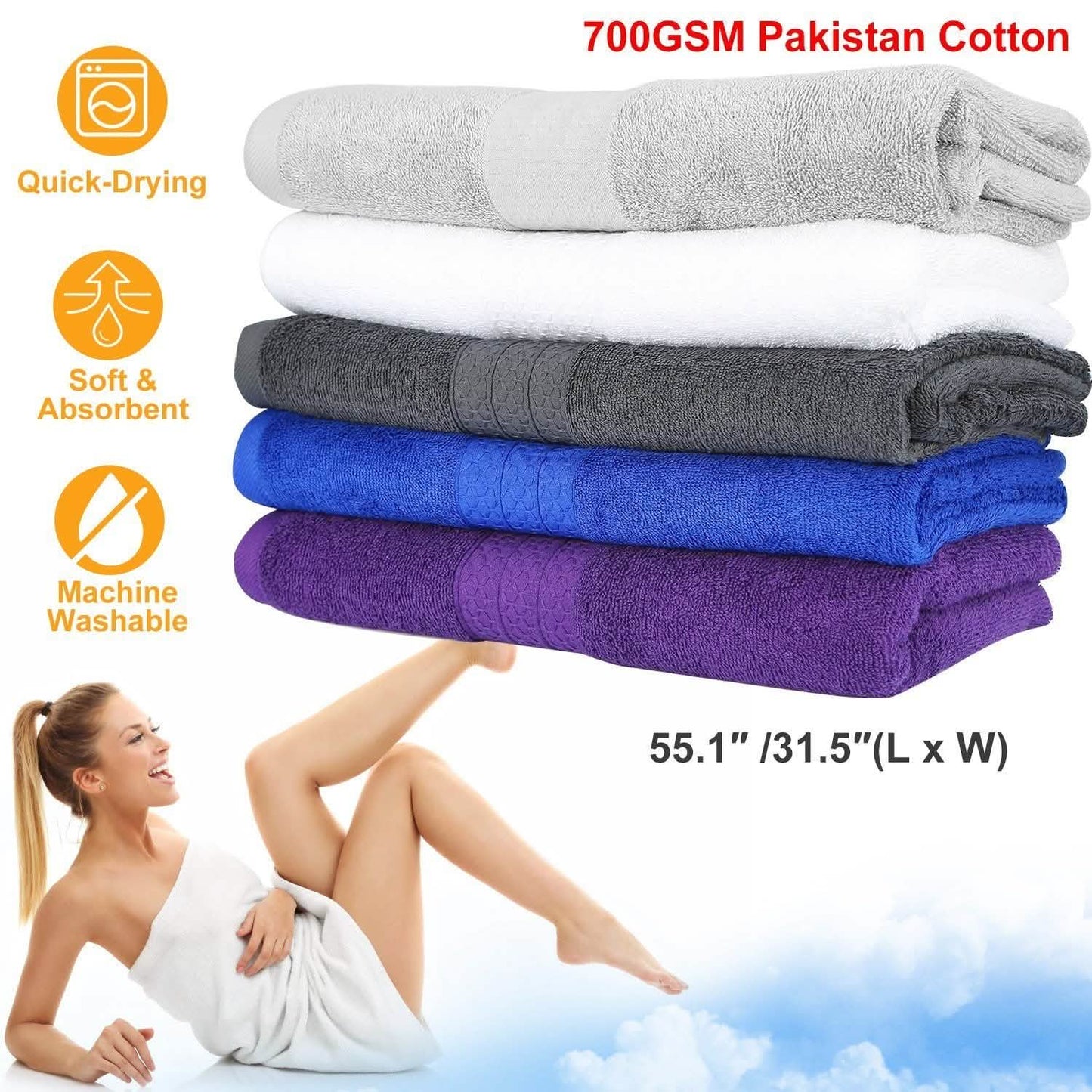 2-Pack: Pakistan Cotton Bath Towel DailySale