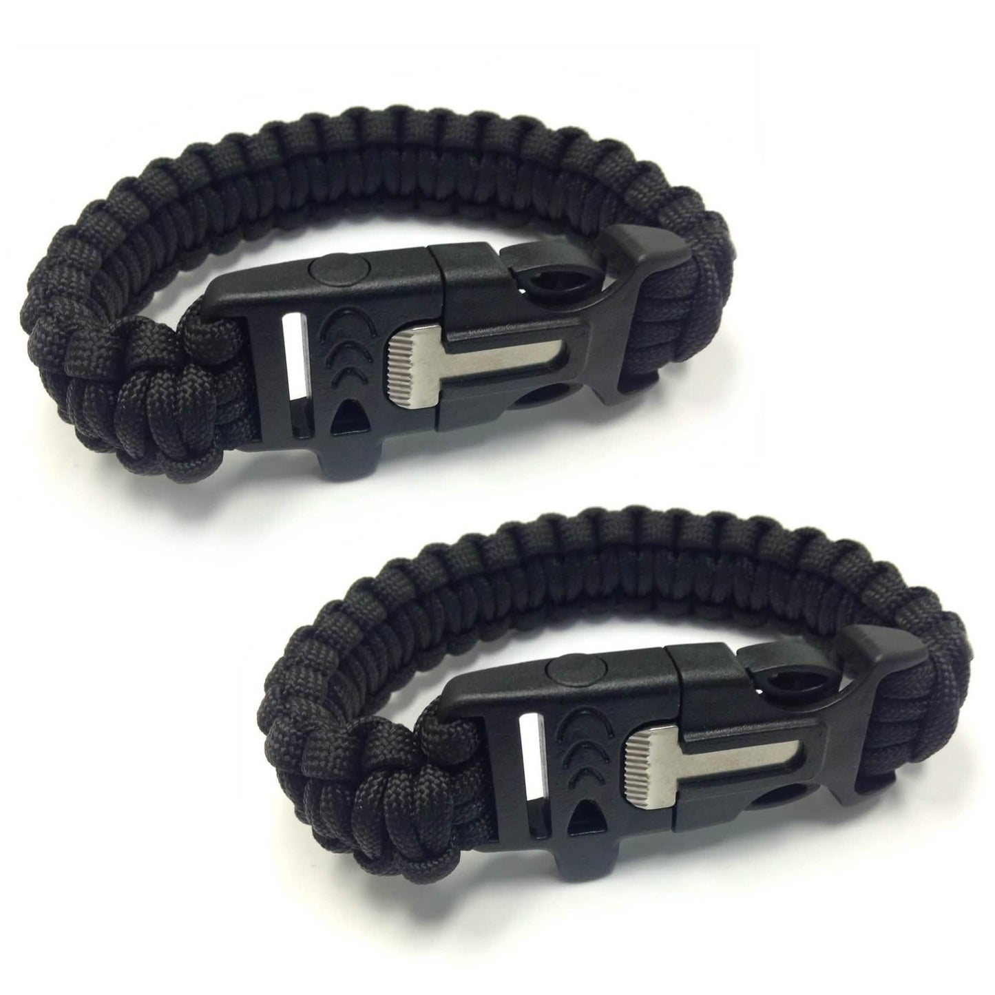 2-Pack: Paracord Survival Bracelet with Flint Scraper, Whistle and Cutting Tool DailySale