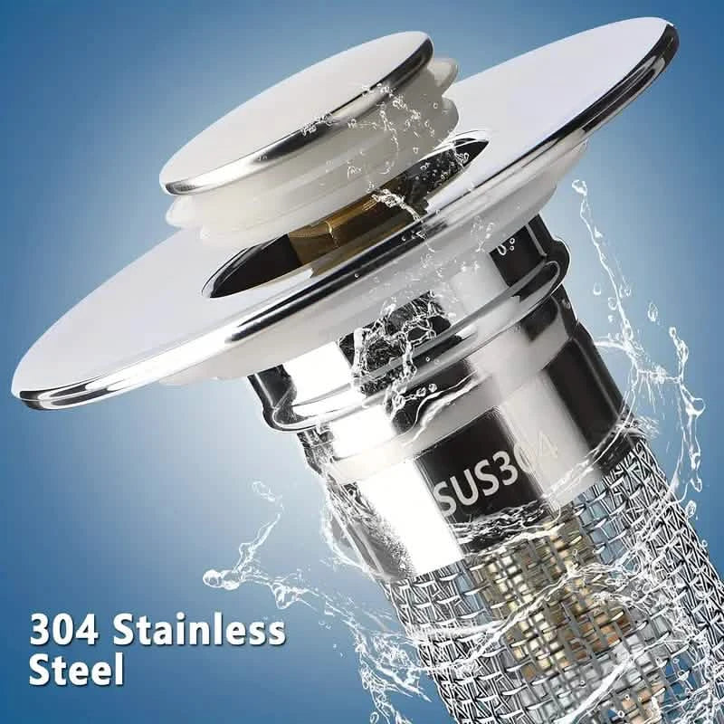2-Pack: Pop-Up Bathroom Sink Stopper with Stainless Steel Drain Filter and Hair Catcher DailySale