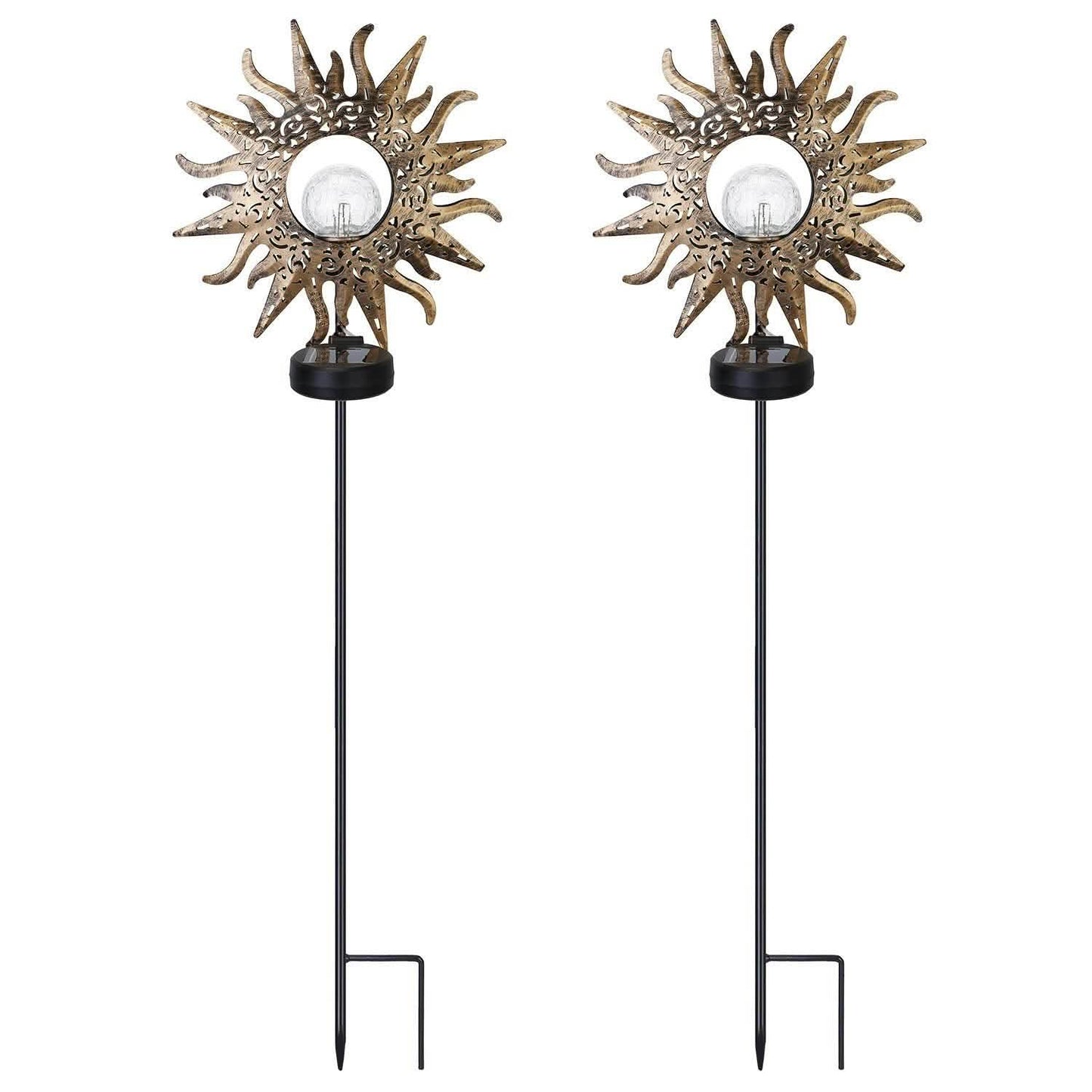 2-Pack: Solar Powered Glass Globe Stake Lamp DailySale