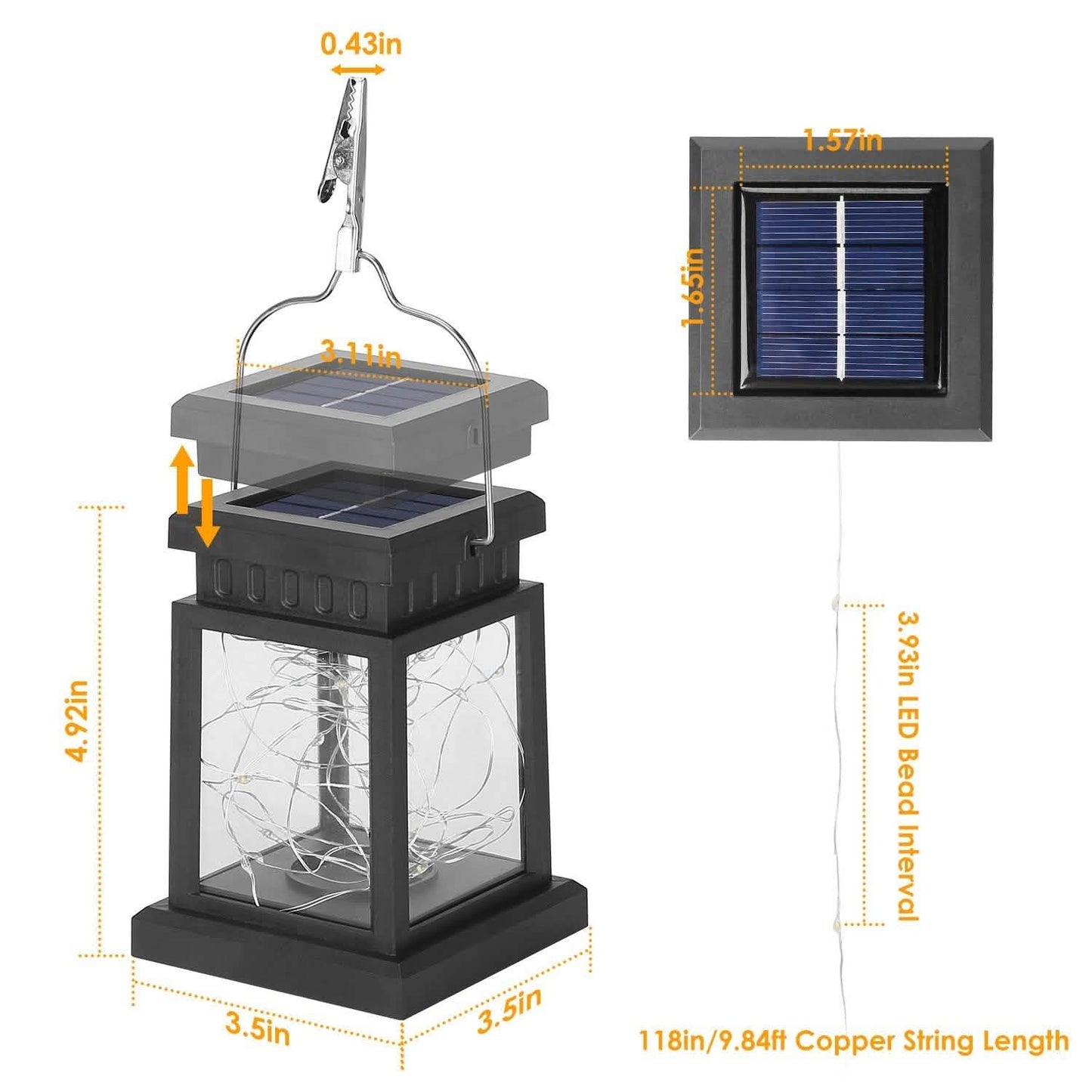 2-Pack: Solar Powered Hanging Lights 30 LED Beads DailySale