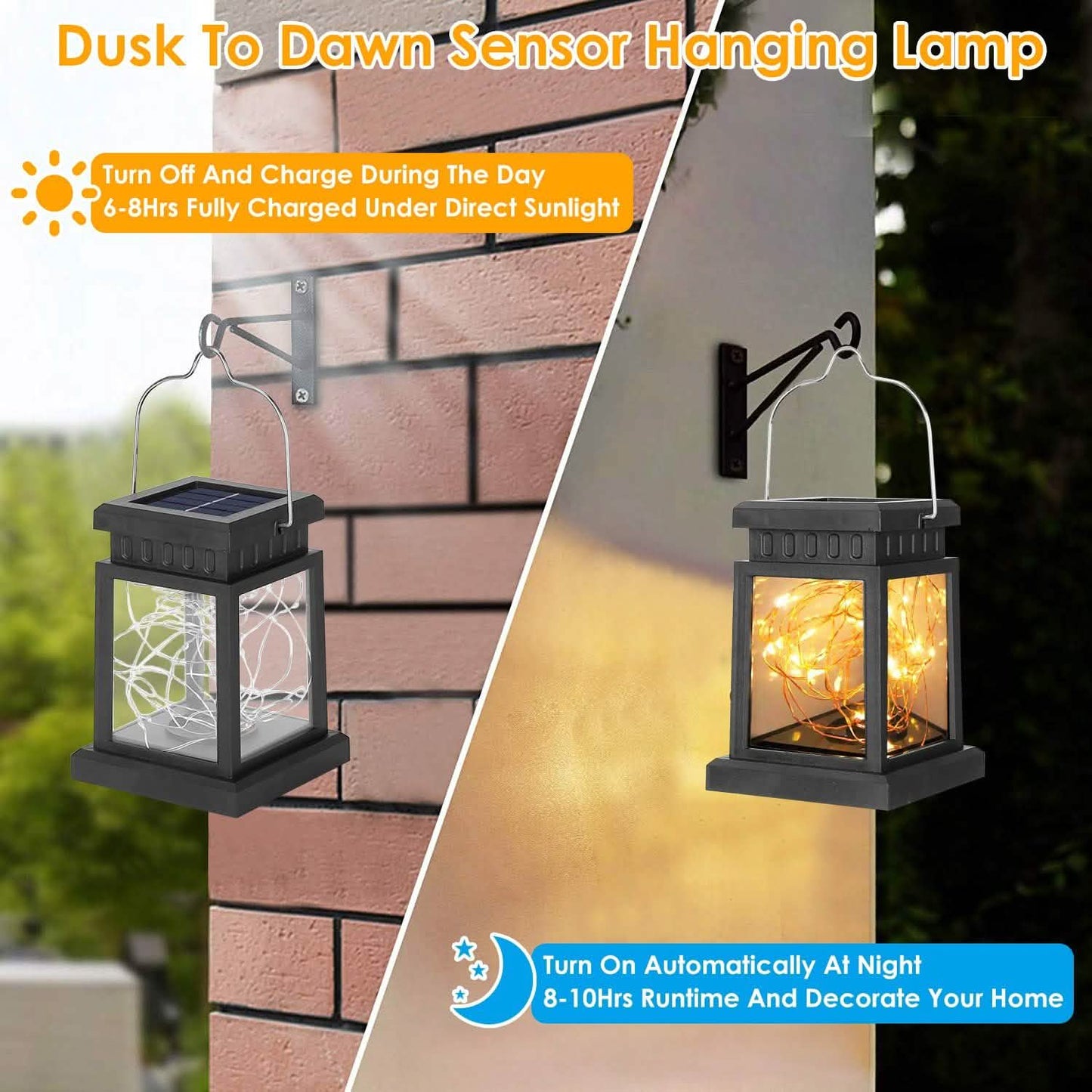 2-Pack: Solar Powered Hanging Lights 30 LED Beads DailySale
