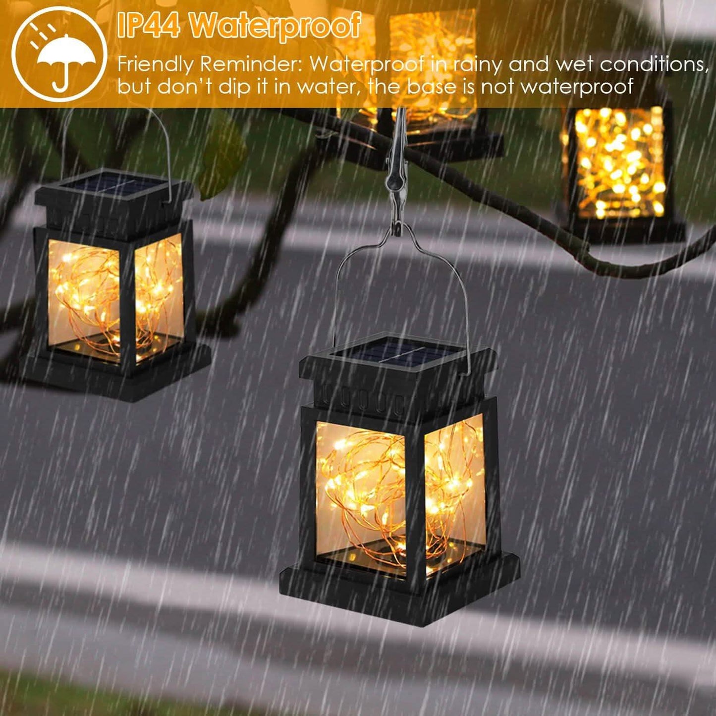 2-Pack: Solar Powered Hanging Lights 30 LED Beads DailySale