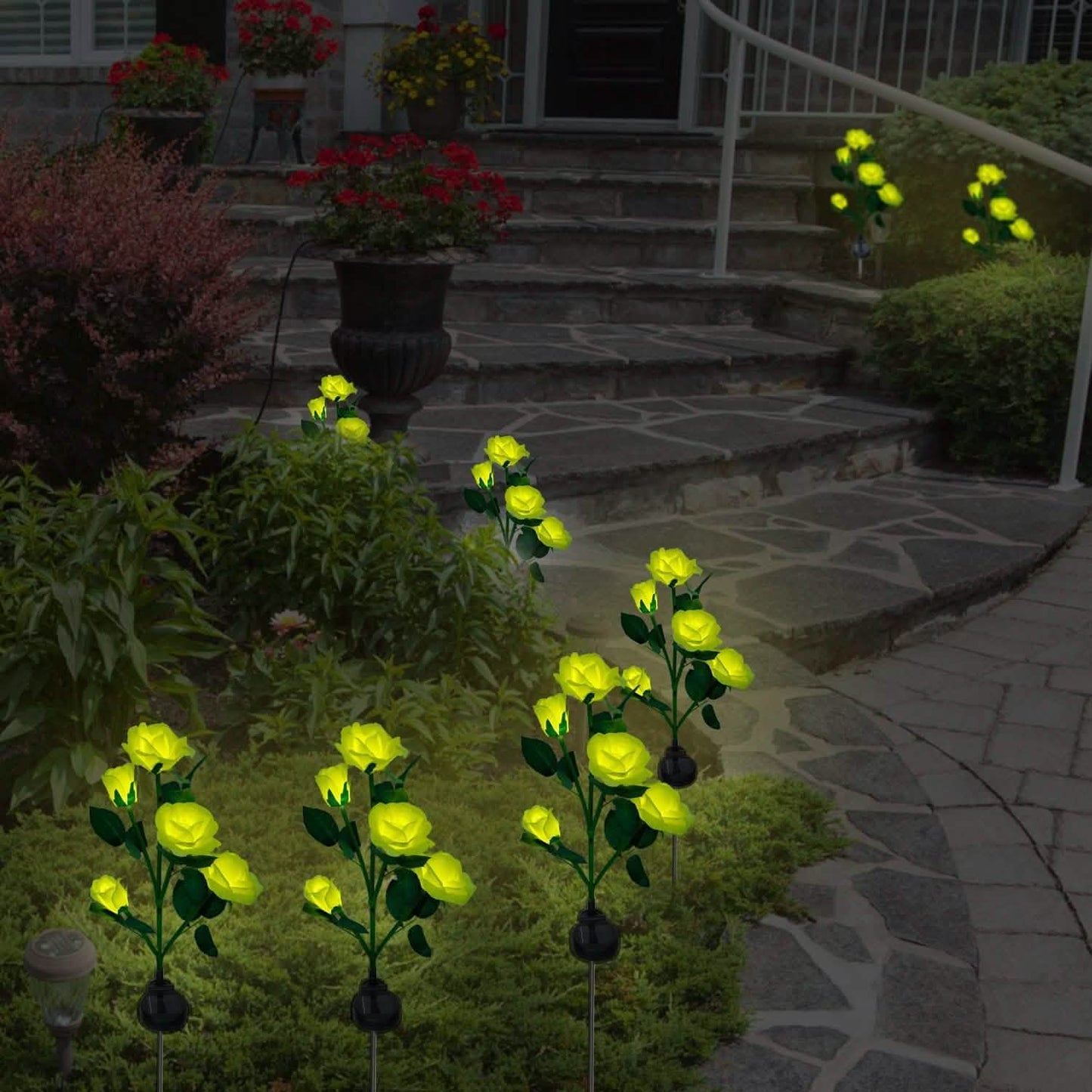 2-Pack: Solar Powered Rose Flower LED Decorative Lamp DailySale