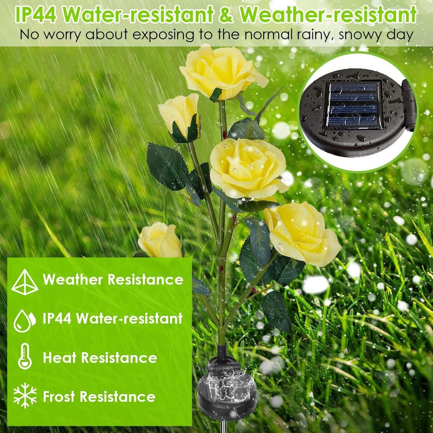 2-Pack: Solar Powered Rose Flower LED Decorative Lamp DailySale