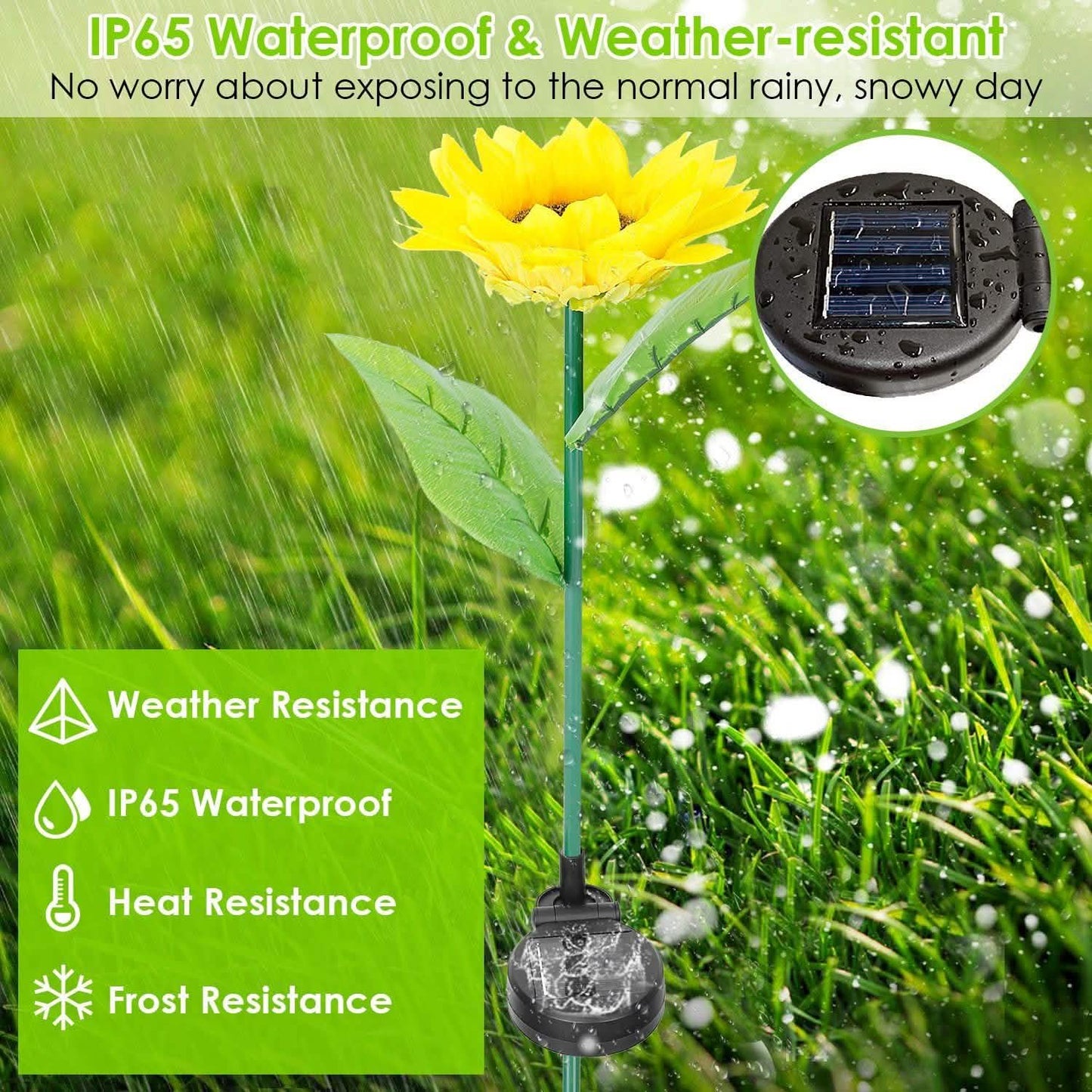 2-Pack: Solar Powered Sunflower Lights LED Decorative Stake Lamp DailySale