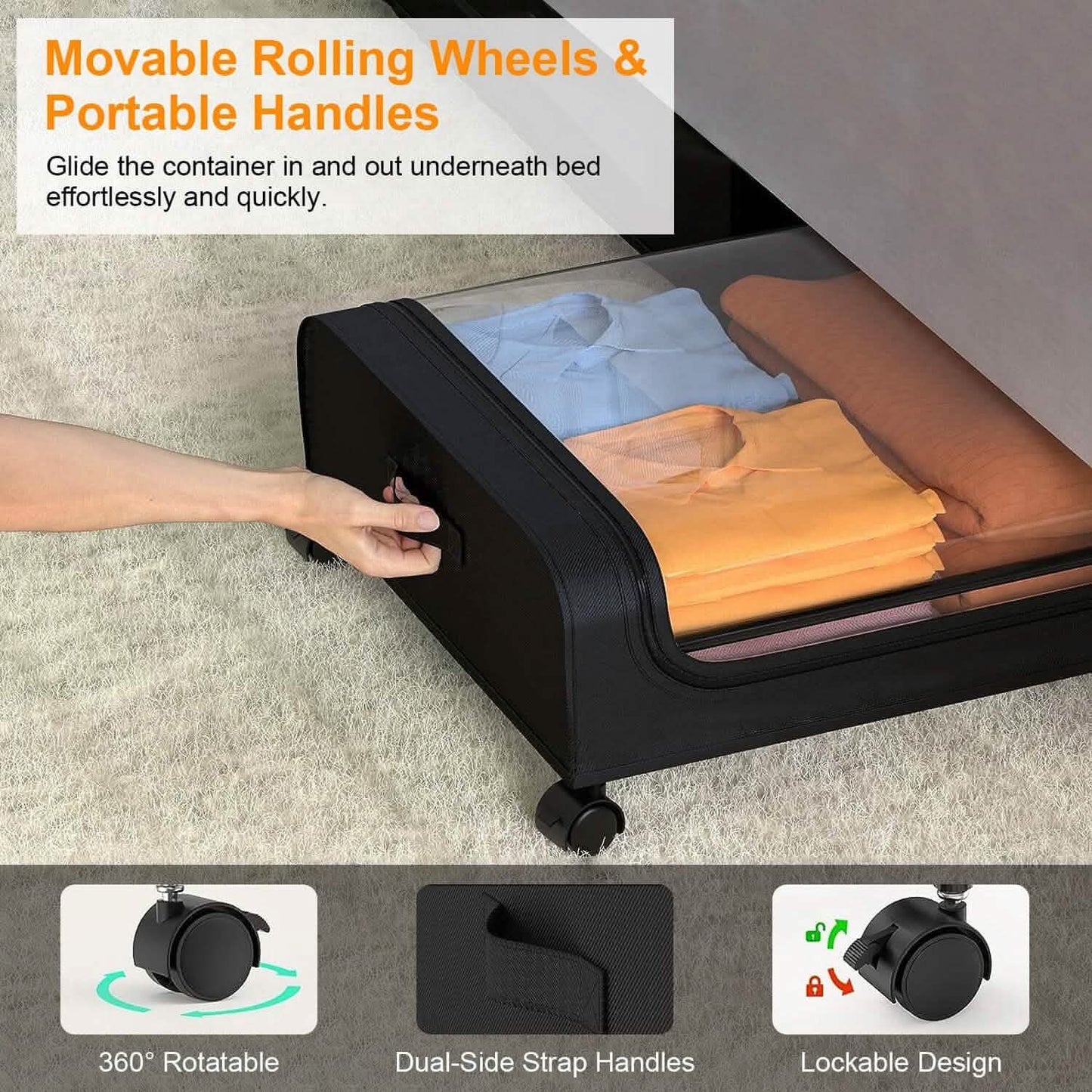 Under-Bed Storage Drawer with Wheels Multipurpose with Clear Window & Label DailySale