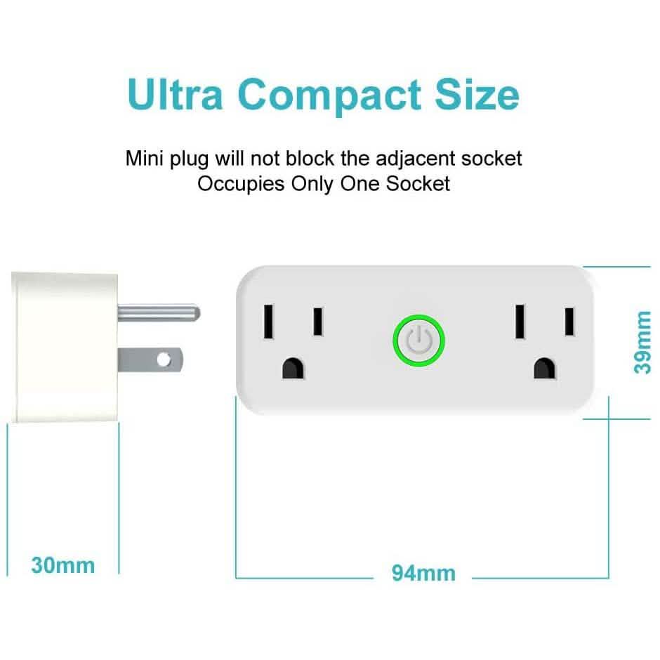 2-Pack: WIFI Smart Plug 10A Dual Smart individually Outlet DailySale
