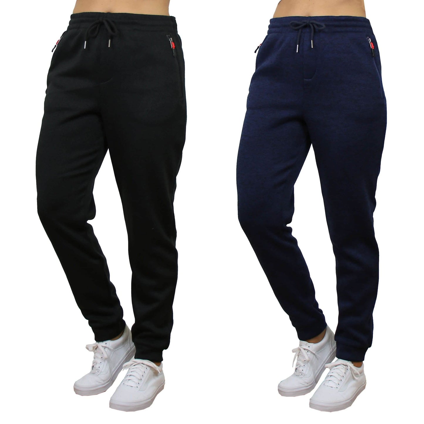 2-Pack Women's Loose-Fit Marled Fleece Jogger Sweatpants With Zipper Pockets DailySale