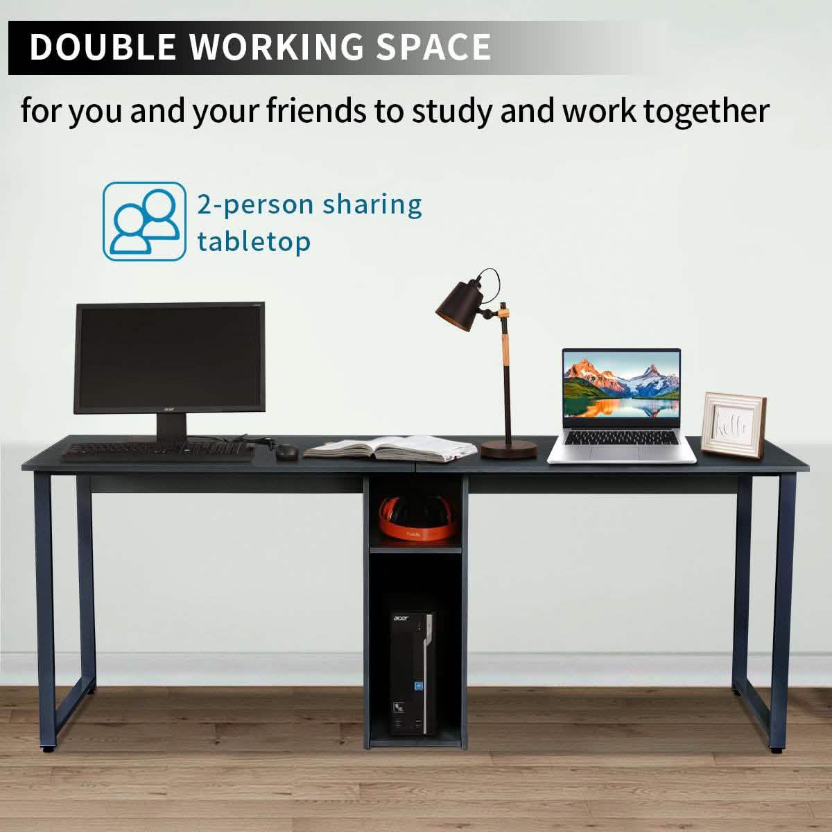 2-Person Metal Desk with Open Shelves DailySale