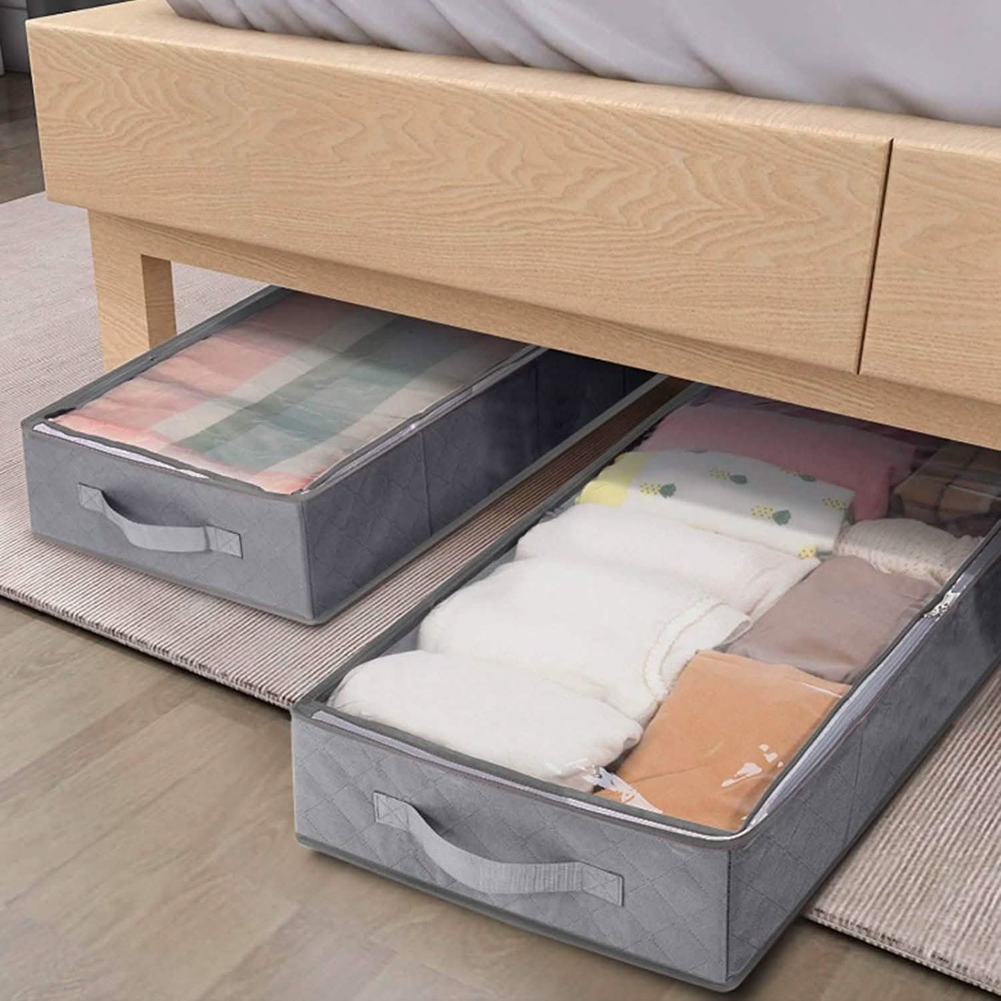 2-Piece: 70L Foldable Underbed Clothes Moisture Proof Zipped Organizer DailySale