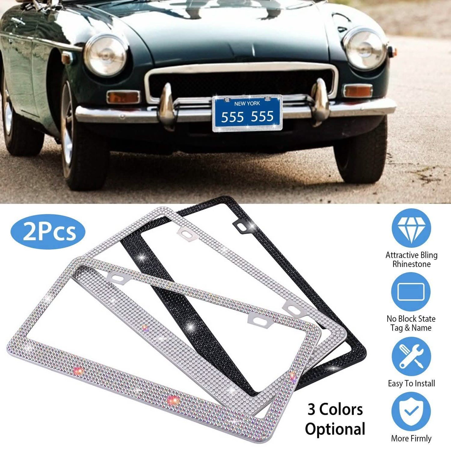 2-Piece: Bling License Plate Frames DailySale