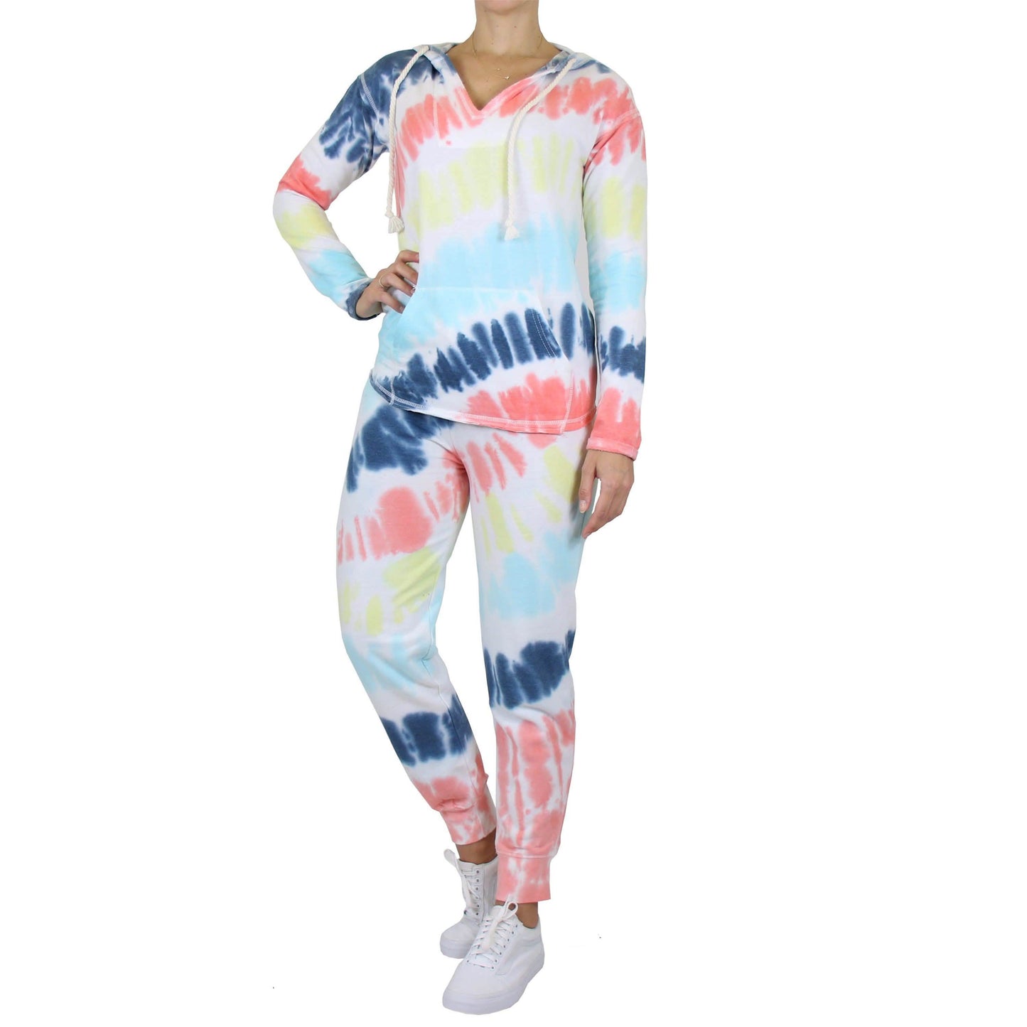 2-Piece Burnout Fleece Hoodie And Jogger Tie-Dye Set DailySale