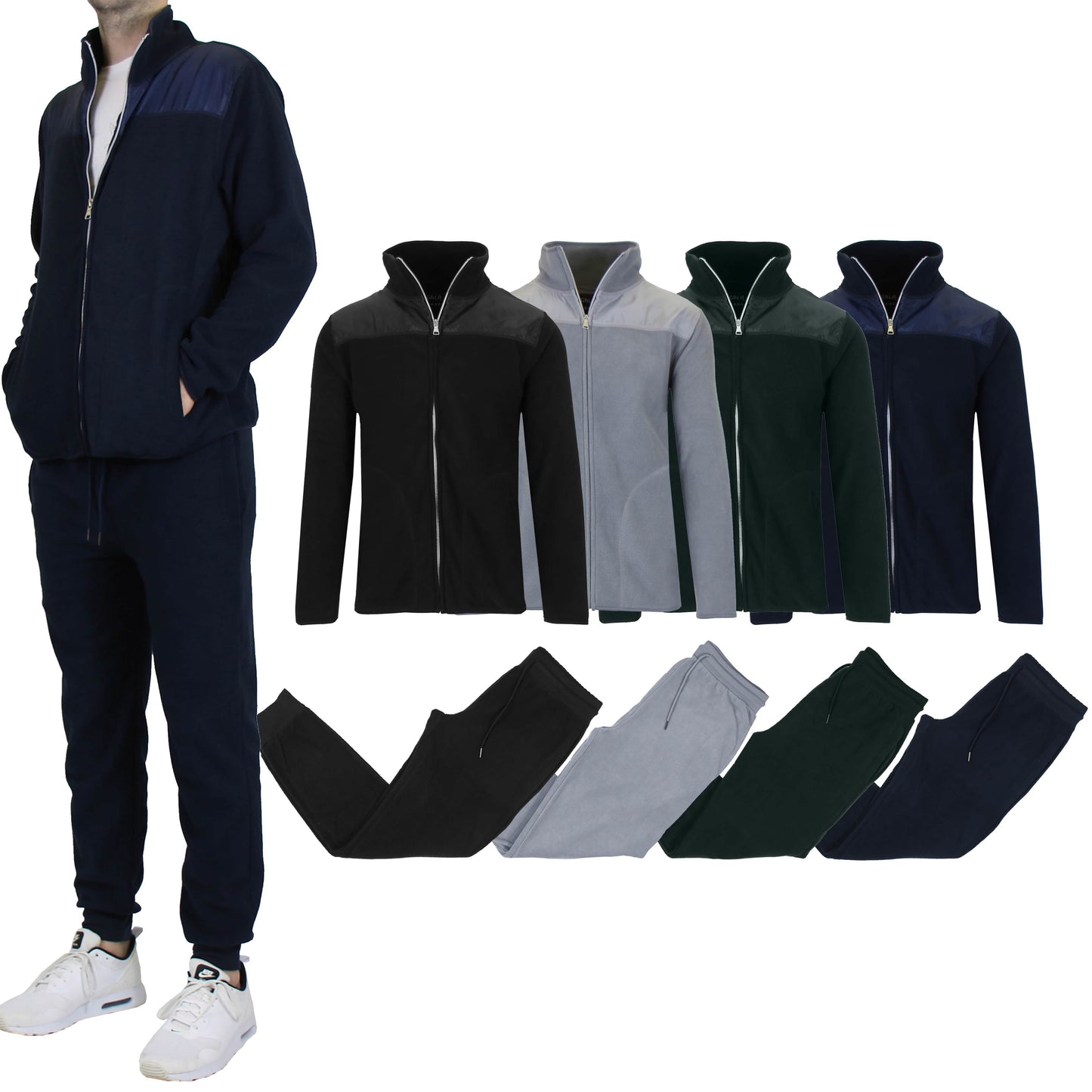2-Piece: Men's Polar Fleece Sweater Jacket & Jogger Sweatpants Set DailySale
