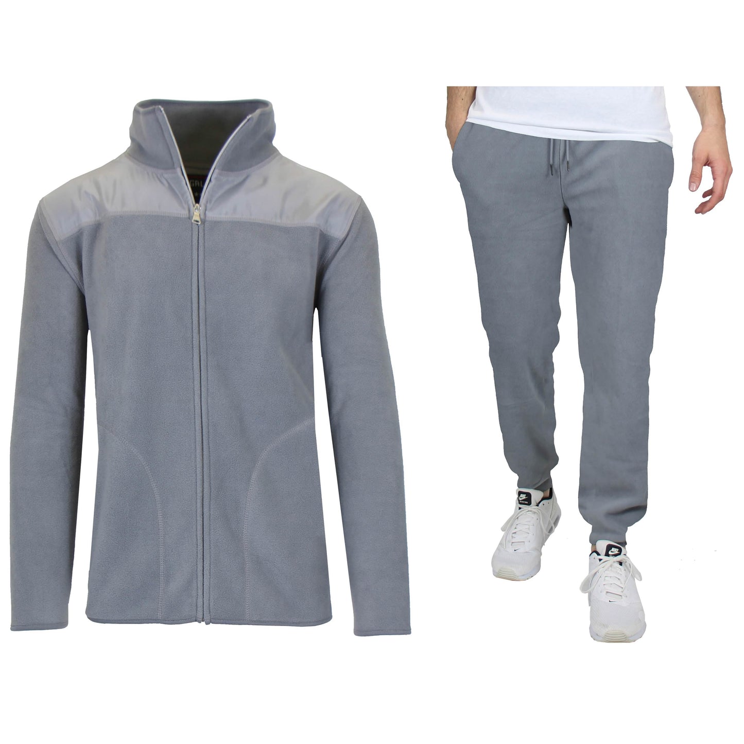 2-Piece: Men's Polar Fleece Sweater Jacket & Jogger Sweatpants Set DailySale