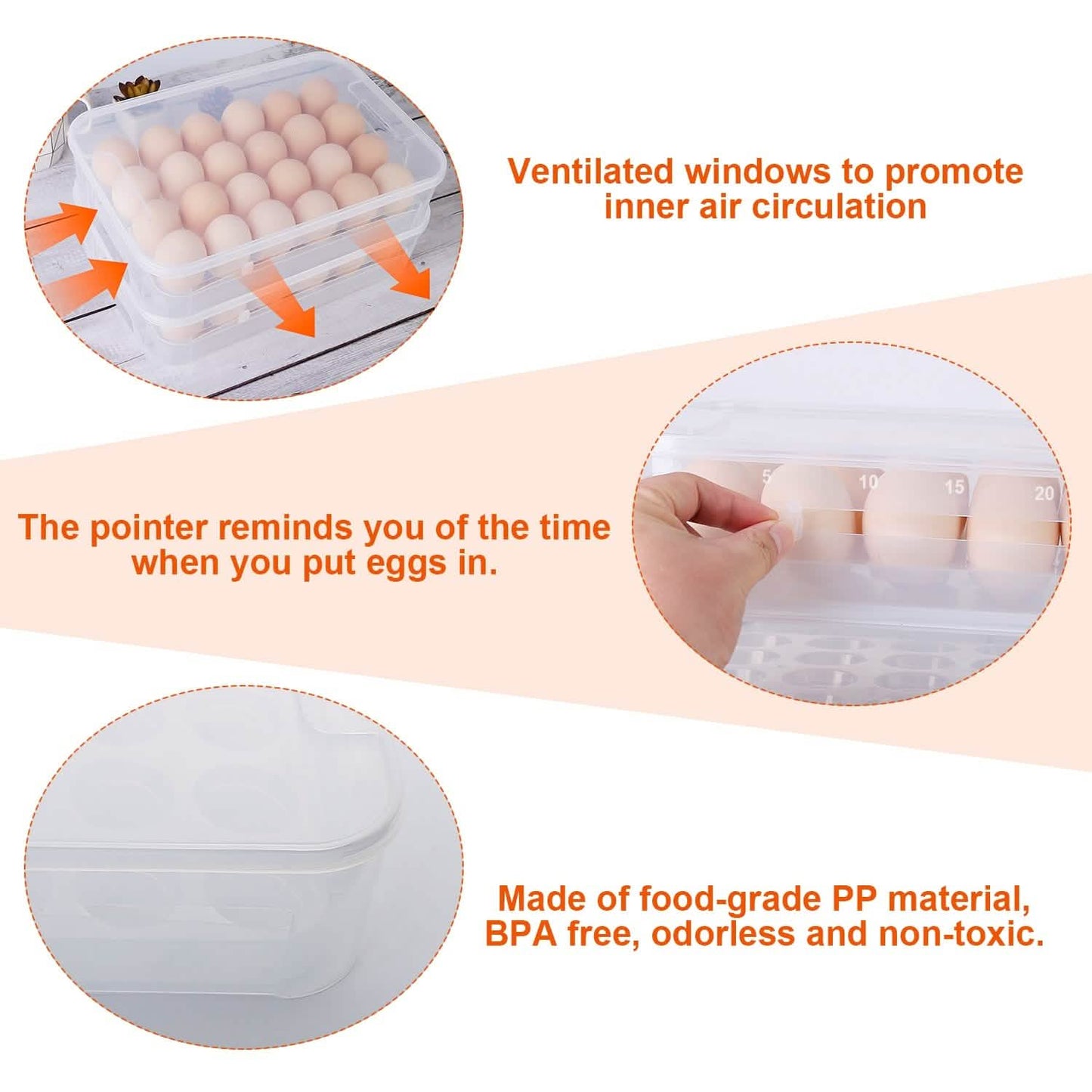 2-Piece: Plastic Egg Holder Stackable Egg Storage Box DailySale
