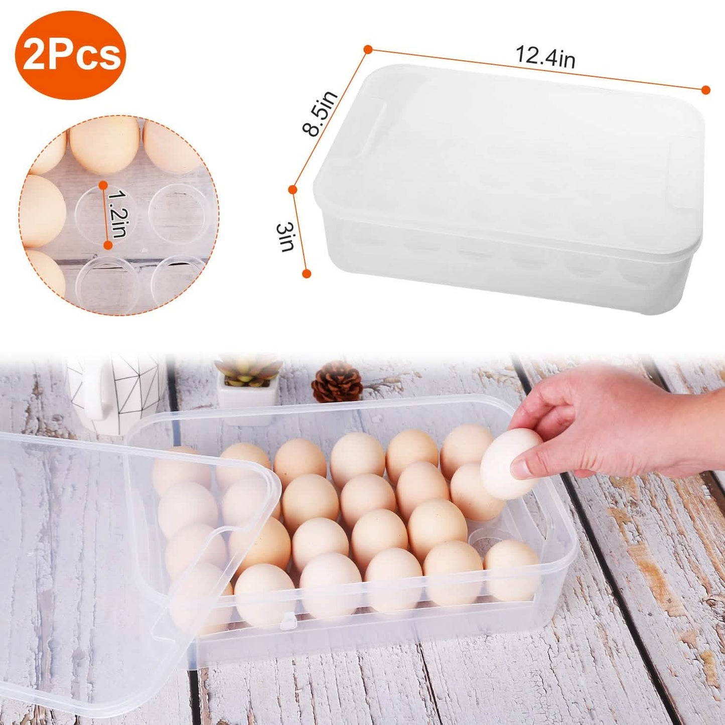 2-Piece: Plastic Egg Holder Stackable Egg Storage Box DailySale