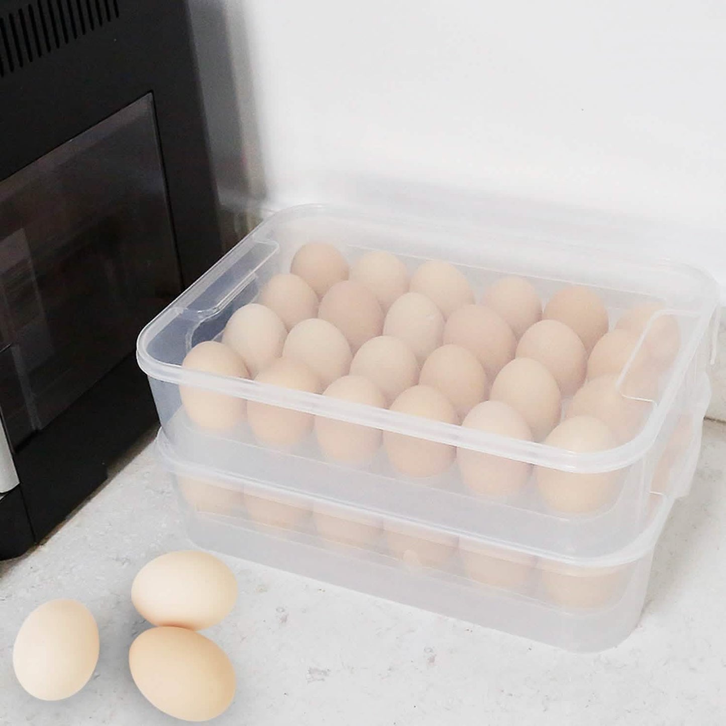 2-Piece: Plastic Egg Holder Stackable Egg Storage Box DailySale