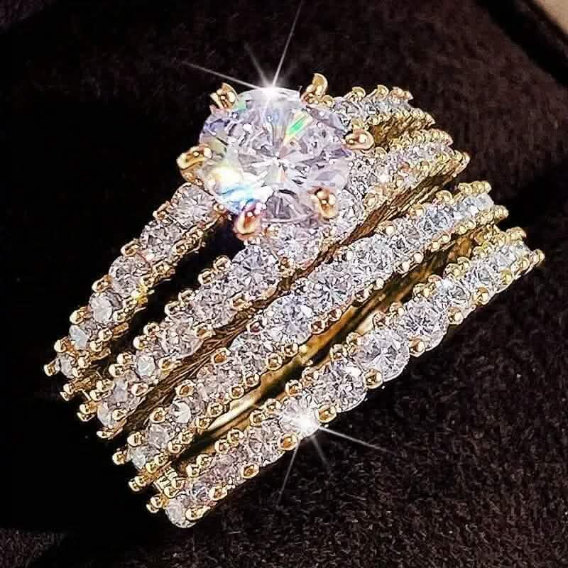 2-Piece Set: Gold Inlays with Zirconia Rings DailySale