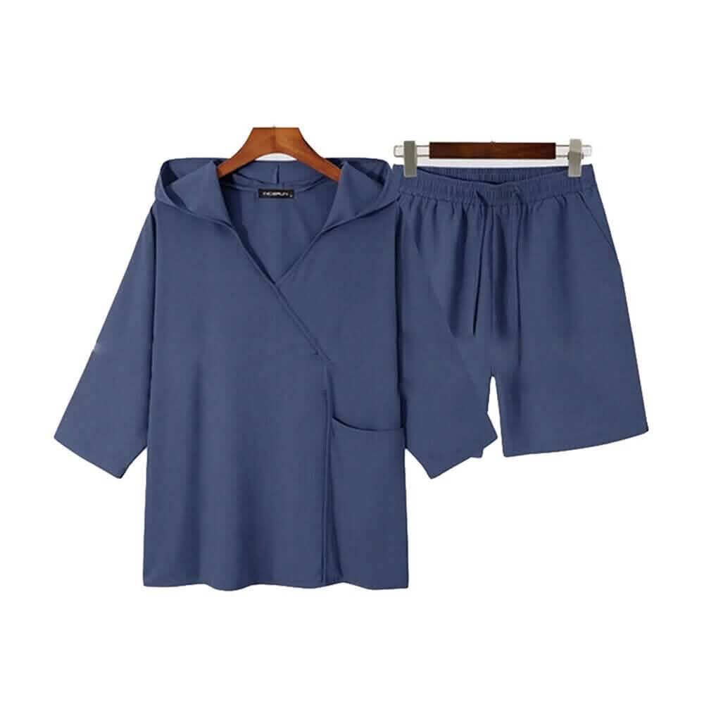2-Piece Set: Men's Hooded Tracksuit Tennis Shirt Shorts and T Shirt Set Plain DailySale