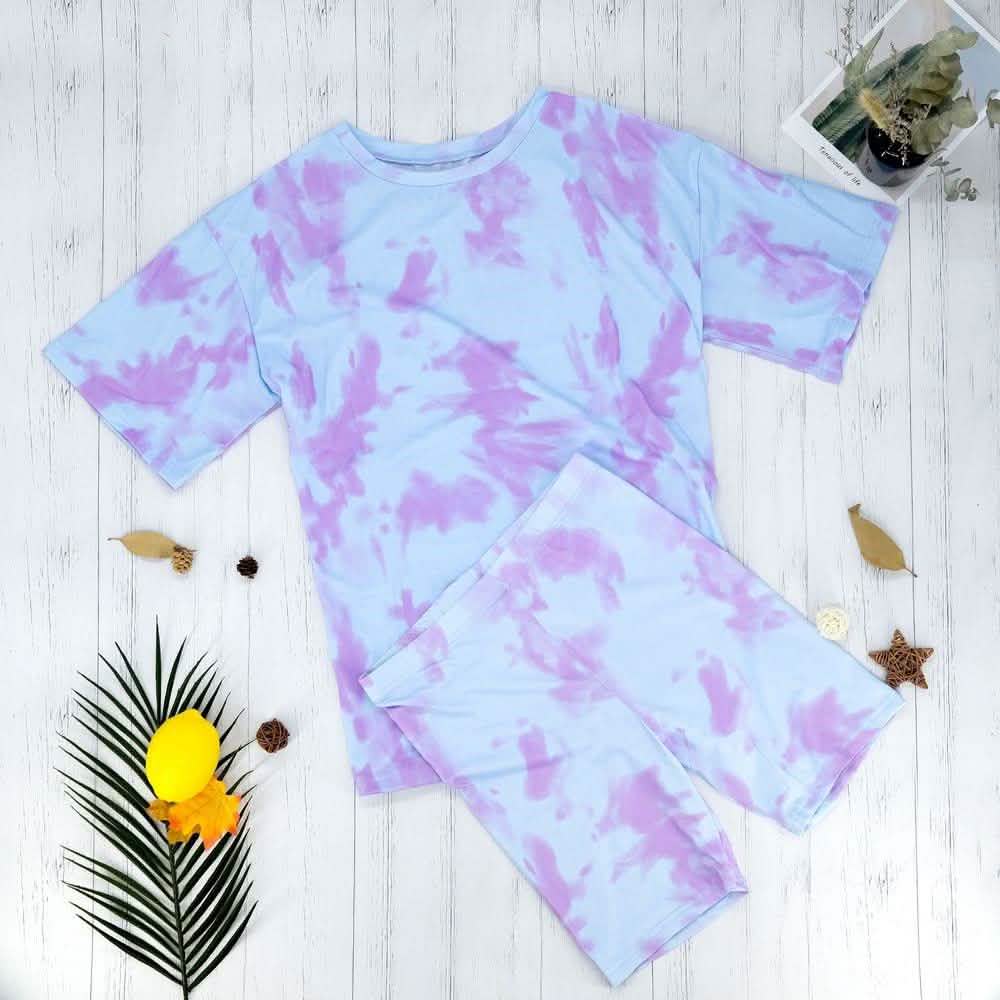 2-Piece Set: Tie Dye Biker Set DailySale