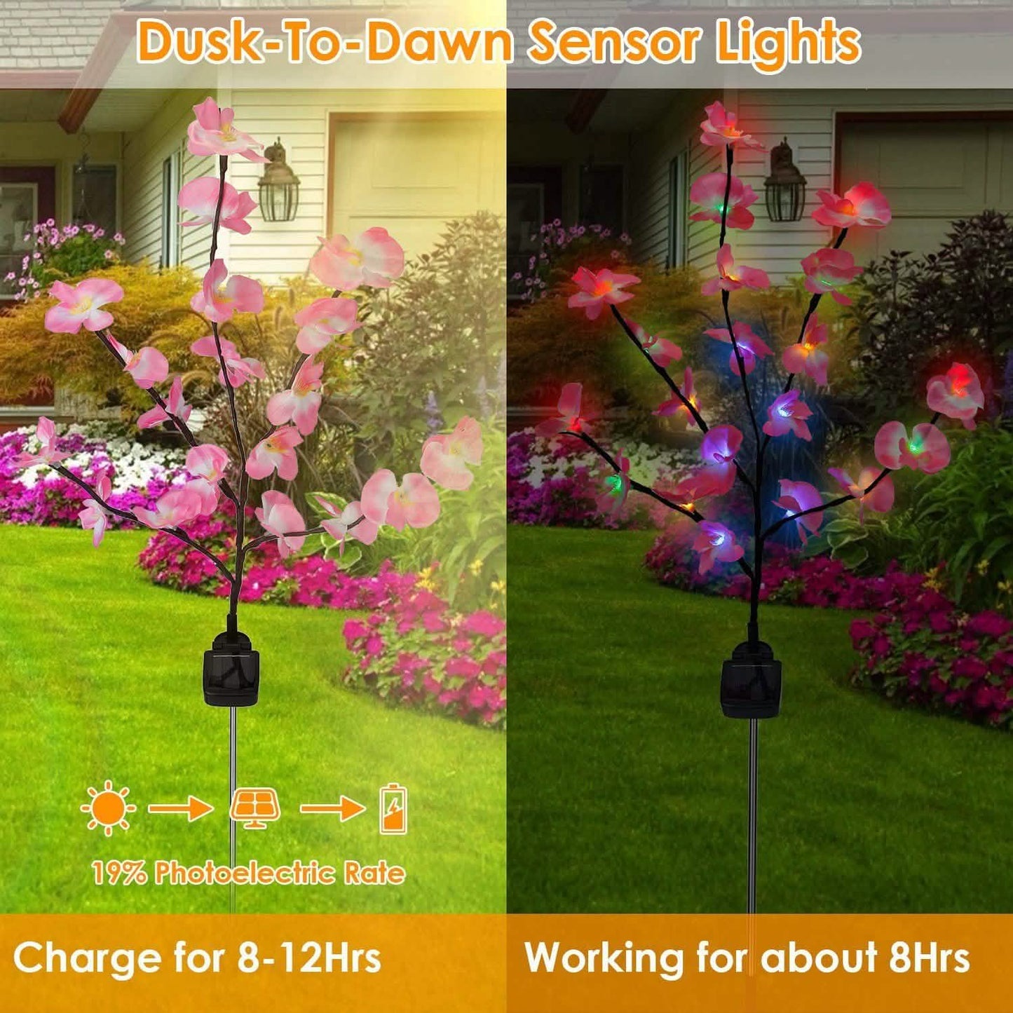 2-Piece: Solar Powered Garden Light Orchid DailySale