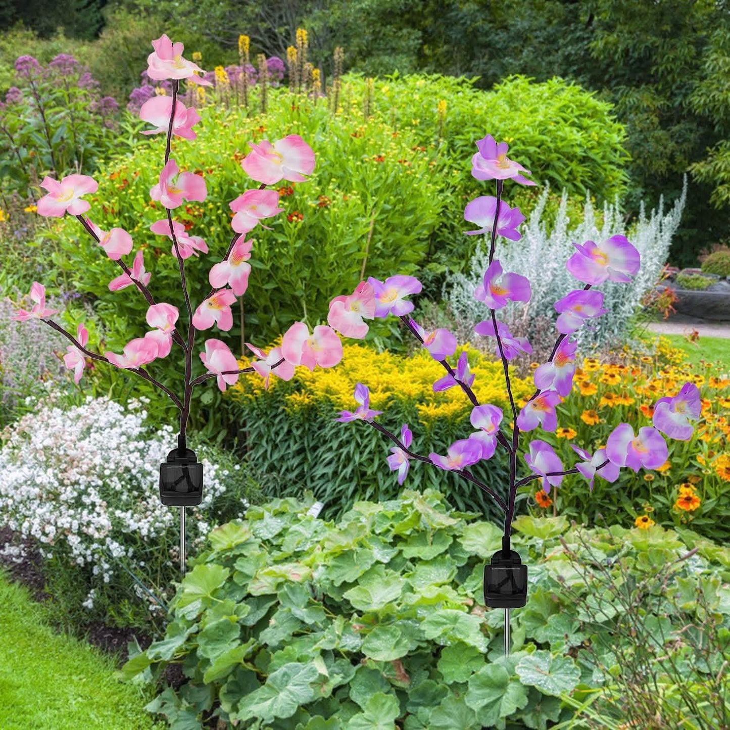 2-Piece: Solar Powered Garden Light Orchid DailySale