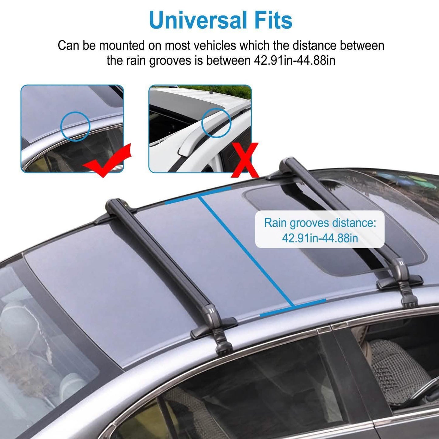 2-Piece: Universal 110CM/43-Inch Car Roof Rack Cross Bar DailySale