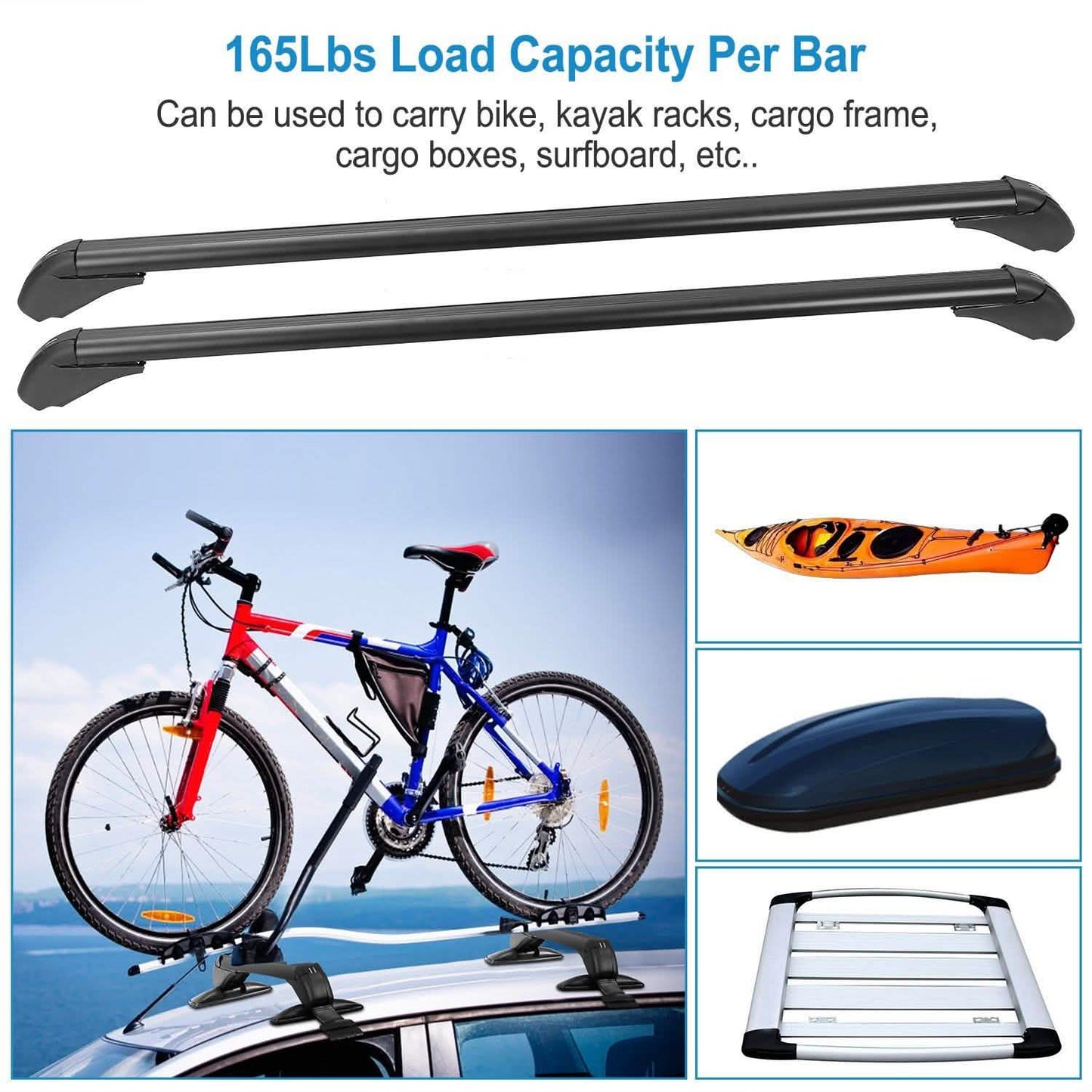 2-Piece: Universal 110CM/43-Inch Car Roof Rack Cross Bar DailySale